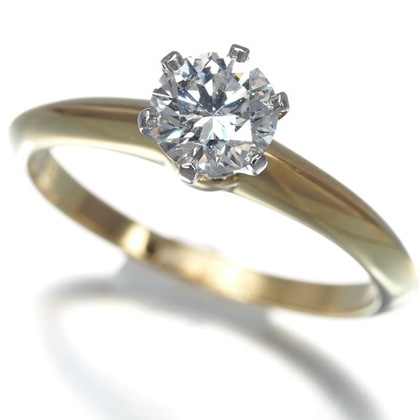 Tiffany&Co. Ring Diamond 0.56Ct Solitaire Us5.5-5.75 18K Yg/ Pt 950: Tiffany&Co. Ring Diamond 0.56Ct Solitaire Us5.5-5.75 18K Yg/ Pt 950 Tiffany & Co.'s iconic solitaire diamond ring showcases a stunning 0.56 carat natural diamond set in 18k yellow gold, with a rich hi