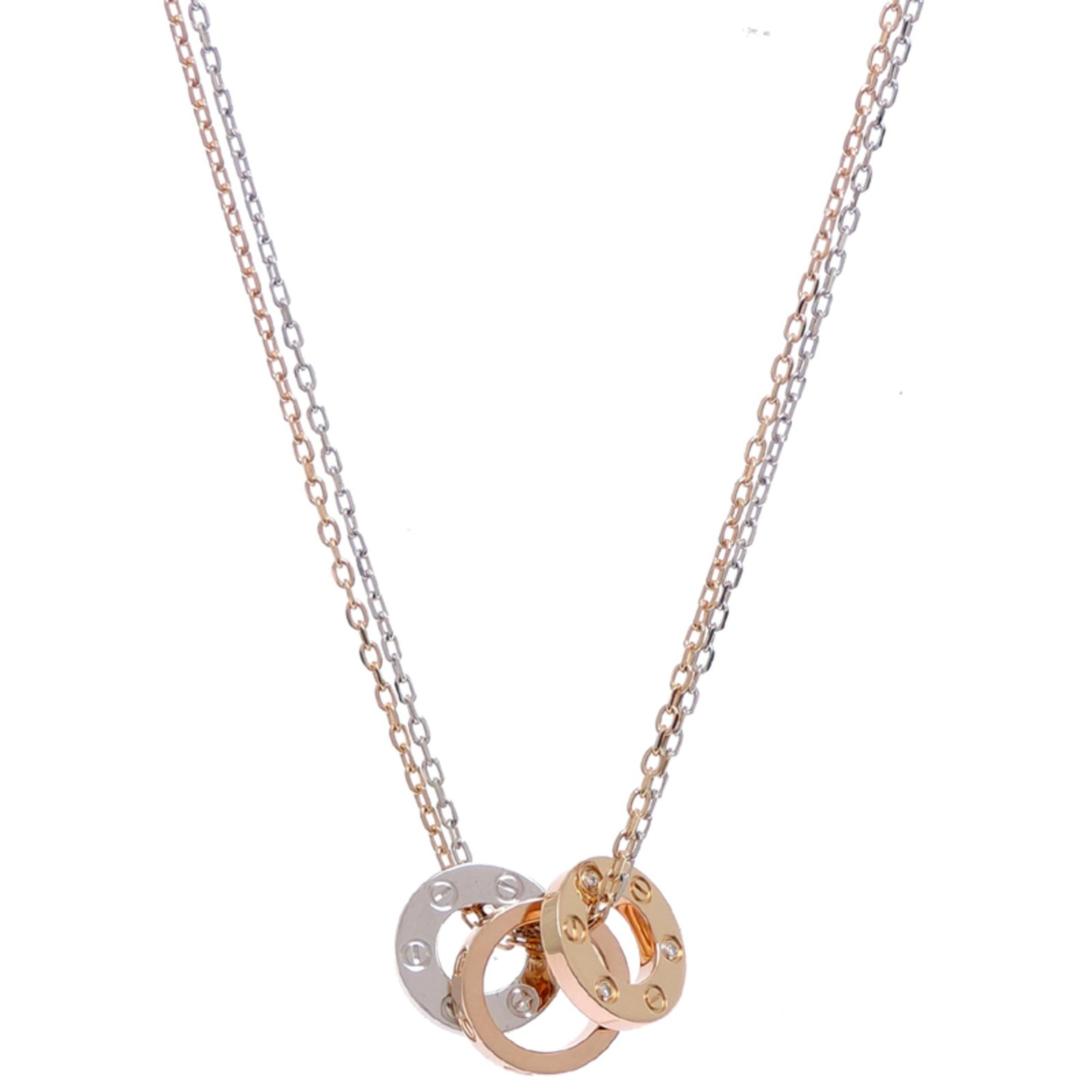Cartier Love 6P Diamond Women'S Necklace B7219700 750 Pink Gold: Cartier Love 6P Diamond Women'S Necklace B7219700 750 Pink Gold Cartier Love 6P Diamond Women's Necklace in Pink Gold boasts a striking design with a diamond pendant set against a pink gold