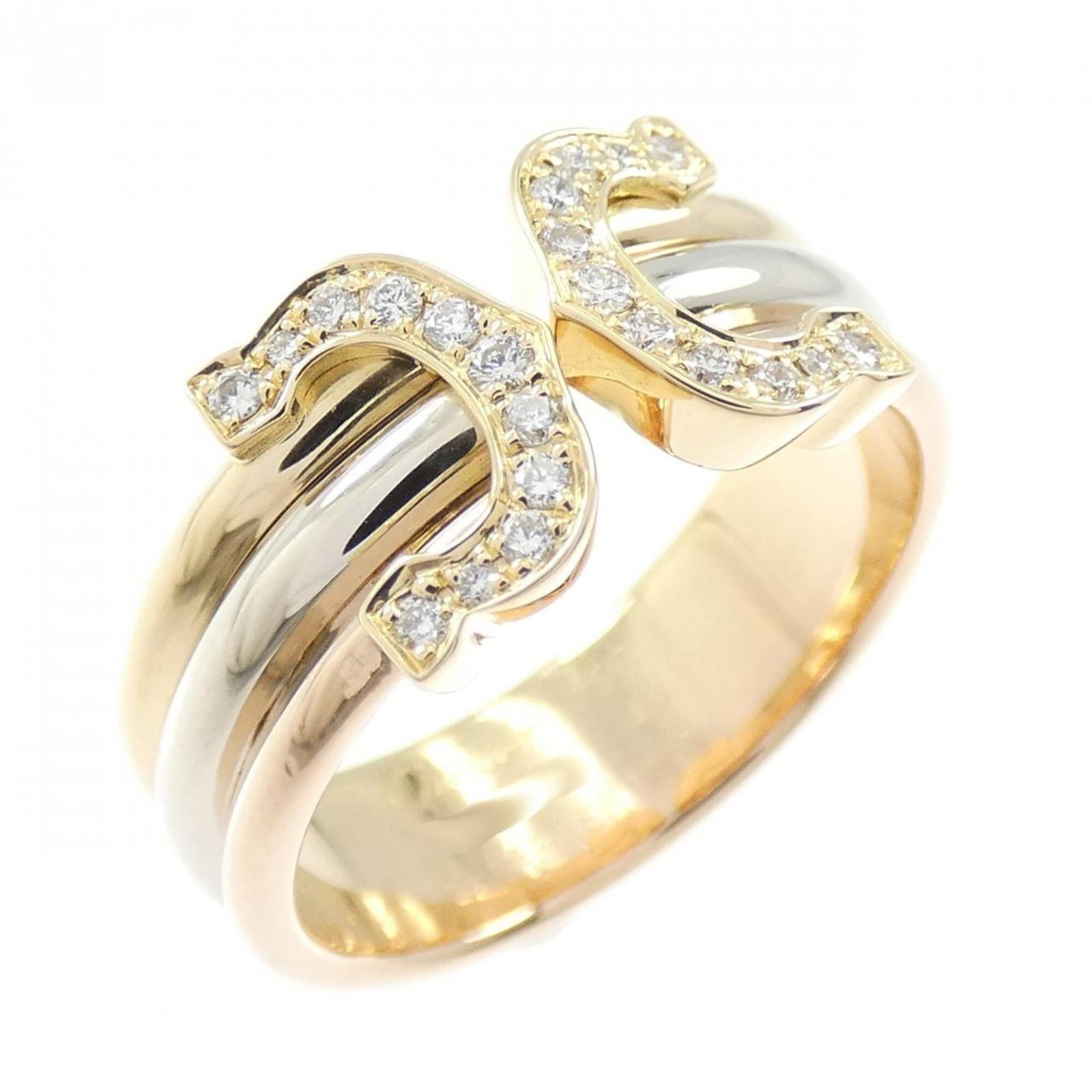 Small ring by Cartier 2C: Small ring by Cartier 2C Small ring by Cartier 2C, featuring pink gold (18K), white gold (18K), and yellow gold (18K) in a striking combination. This used piece boasts a very good condition with only