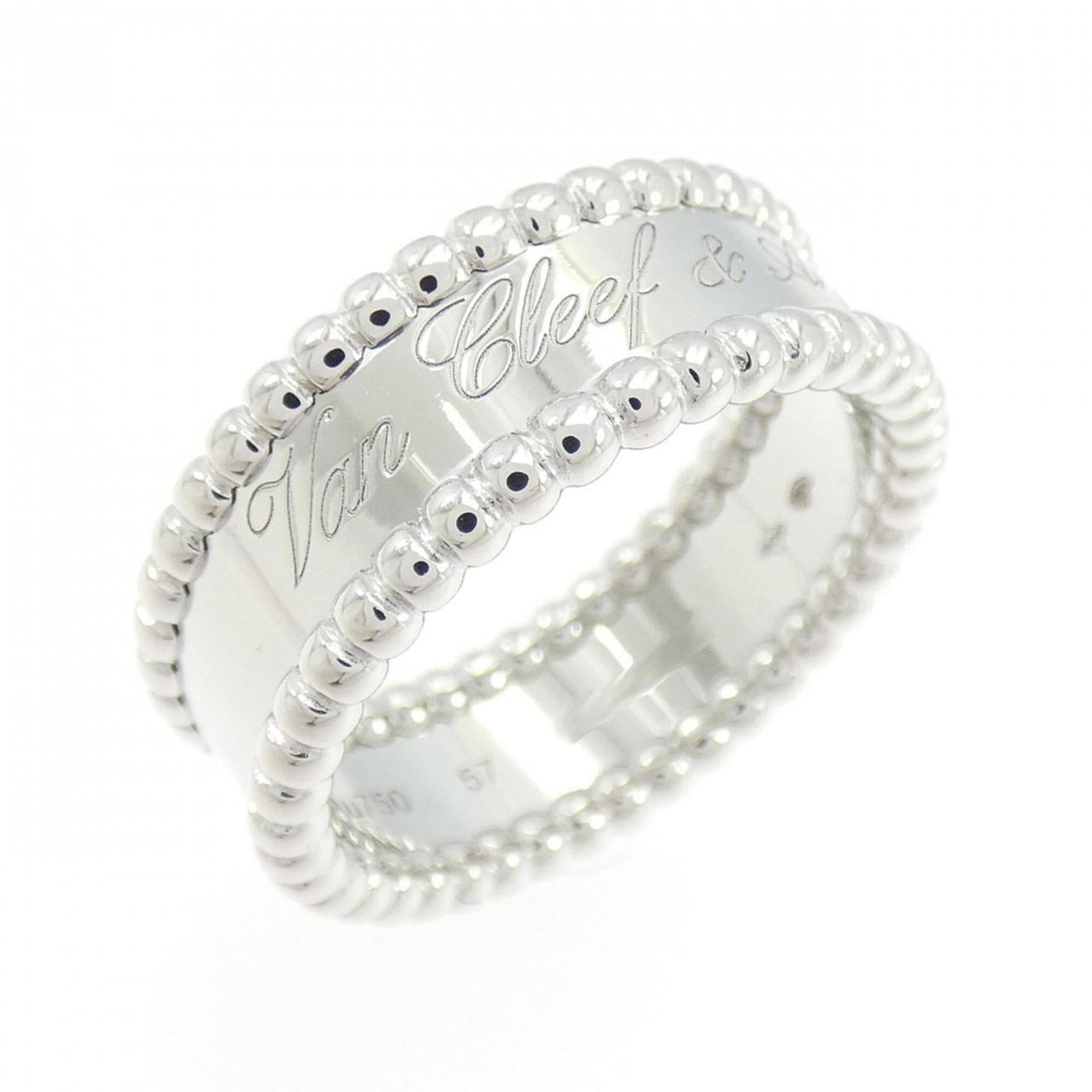 Van Cleef & Arpels Band Ring White Gold (18K): Van Cleef & Arpels Band Ring White Gold (18K) Van Cleef & Arpels Band Ring White Gold (18K) is a pre-owned, high-quality band ring made from 18K white gold. The item bears a signature and features a c