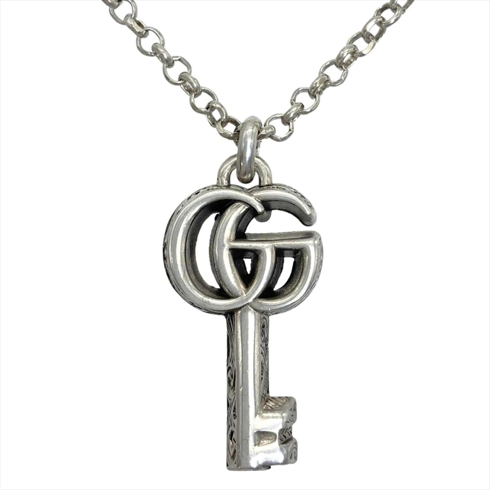 Double G Key Motif Necklace Sv925 Silver Arabesque Design For Men's Women's: Double G Key Motif Necklace Sv925 Silver Arabesque Design For Men's Women's Silver Arabesque Design Necklace in 925 Gucci Style for Men and Women. This double G key motif necklace features an