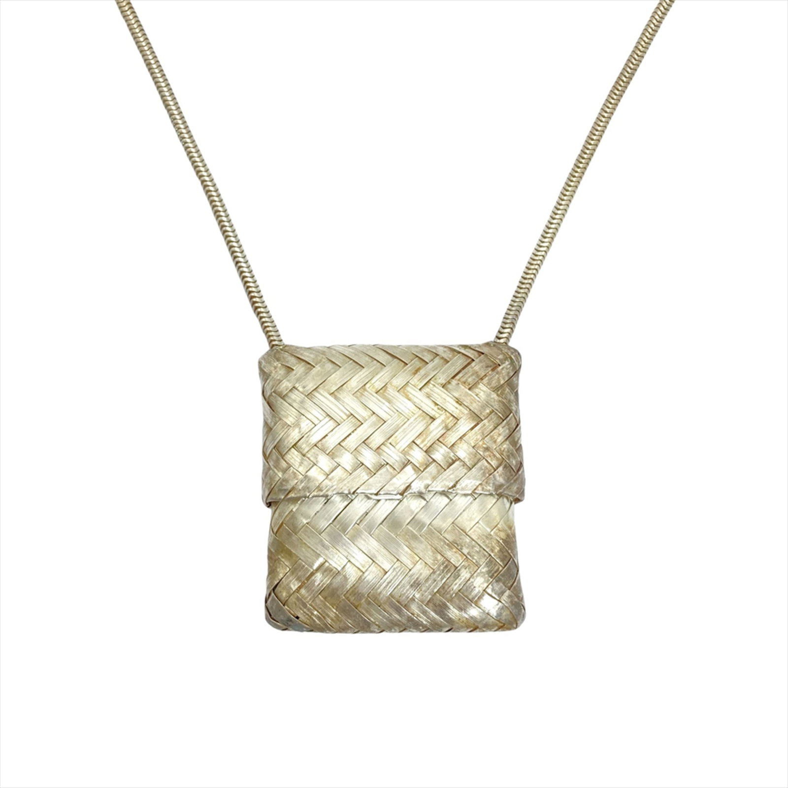Tiffany & Co. Intrecciato Pill Case Necklace Sv925 45.0G Silver (1 of 8)