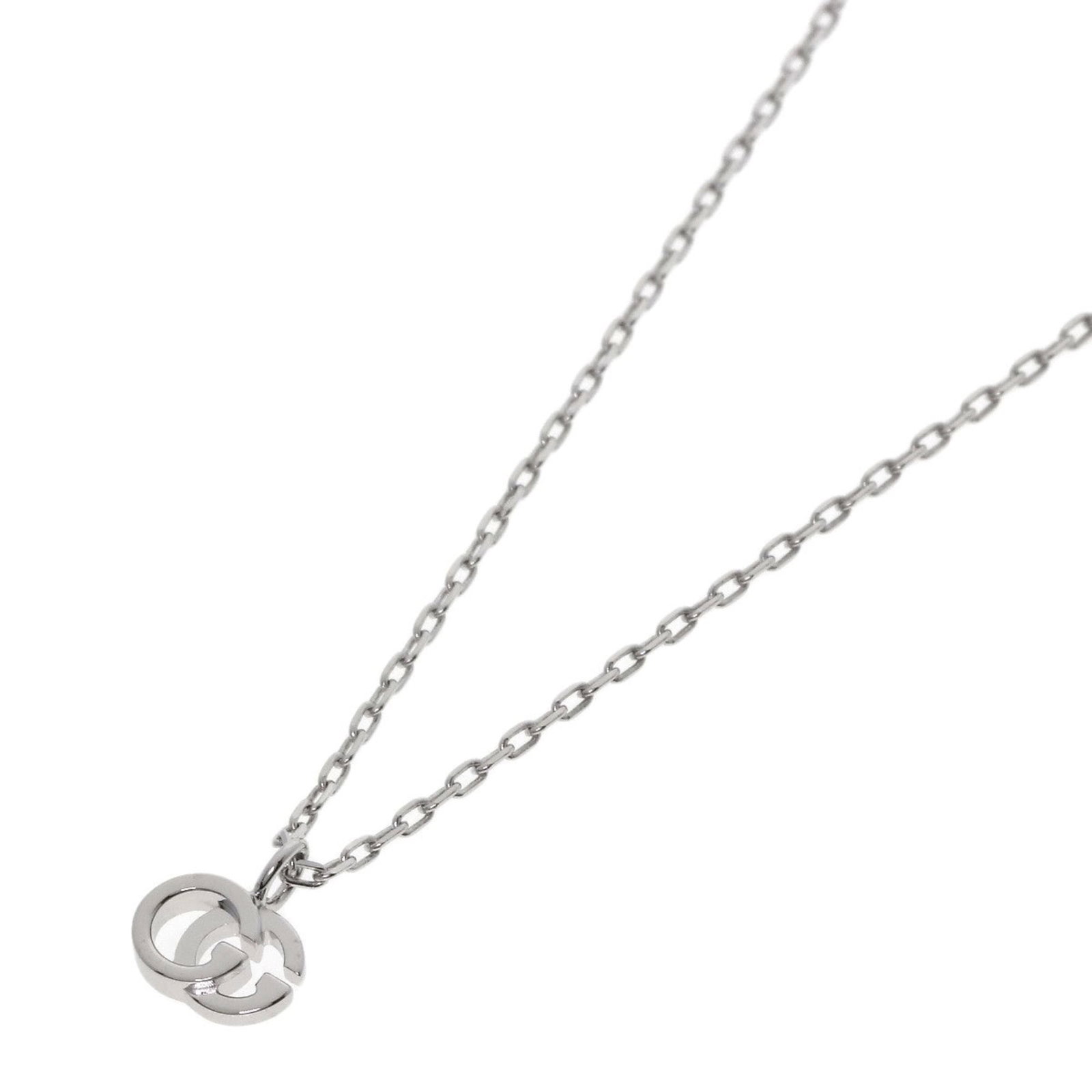 Women's Gucci Double G Necklace in 18K White Gold: Women's Gucci Double G Necklace in 18K White Gold 18K White Gold Double G Necklace from Gucci. This stunning necklace features the iconic Double G logo, crafted in 18K white gold and presented on a