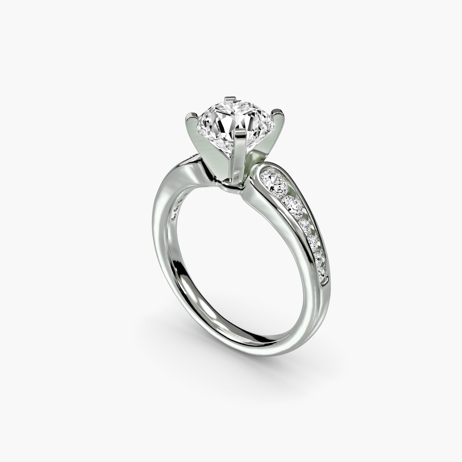 Pave Round 950 Platinum Ring Setting - 5