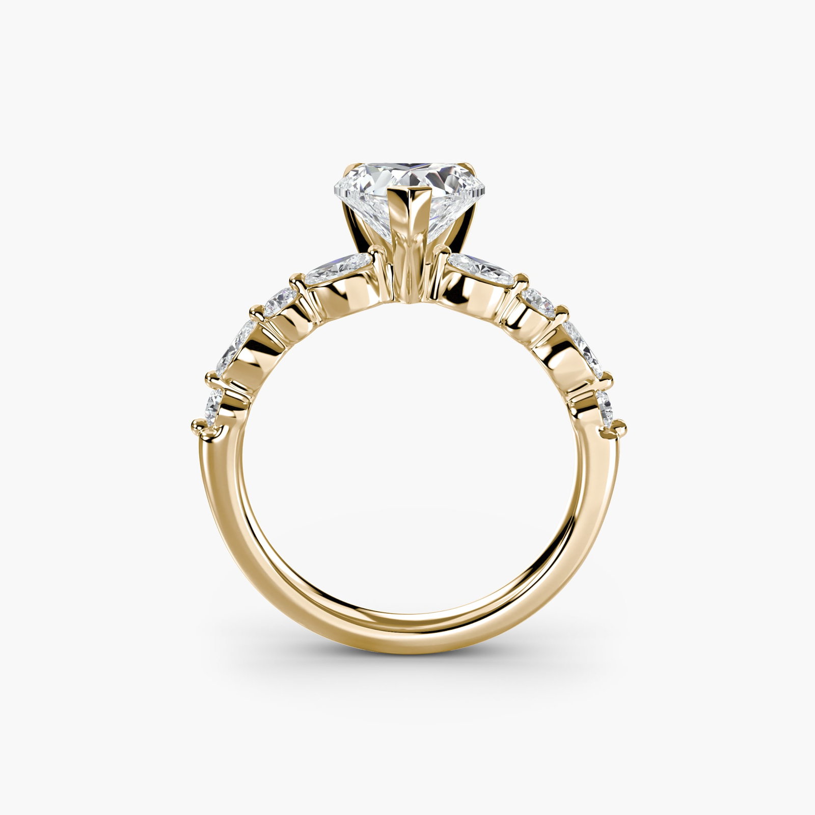 Pave Heart 14Kt Yellow Gold Ring Setting (1 of 5)