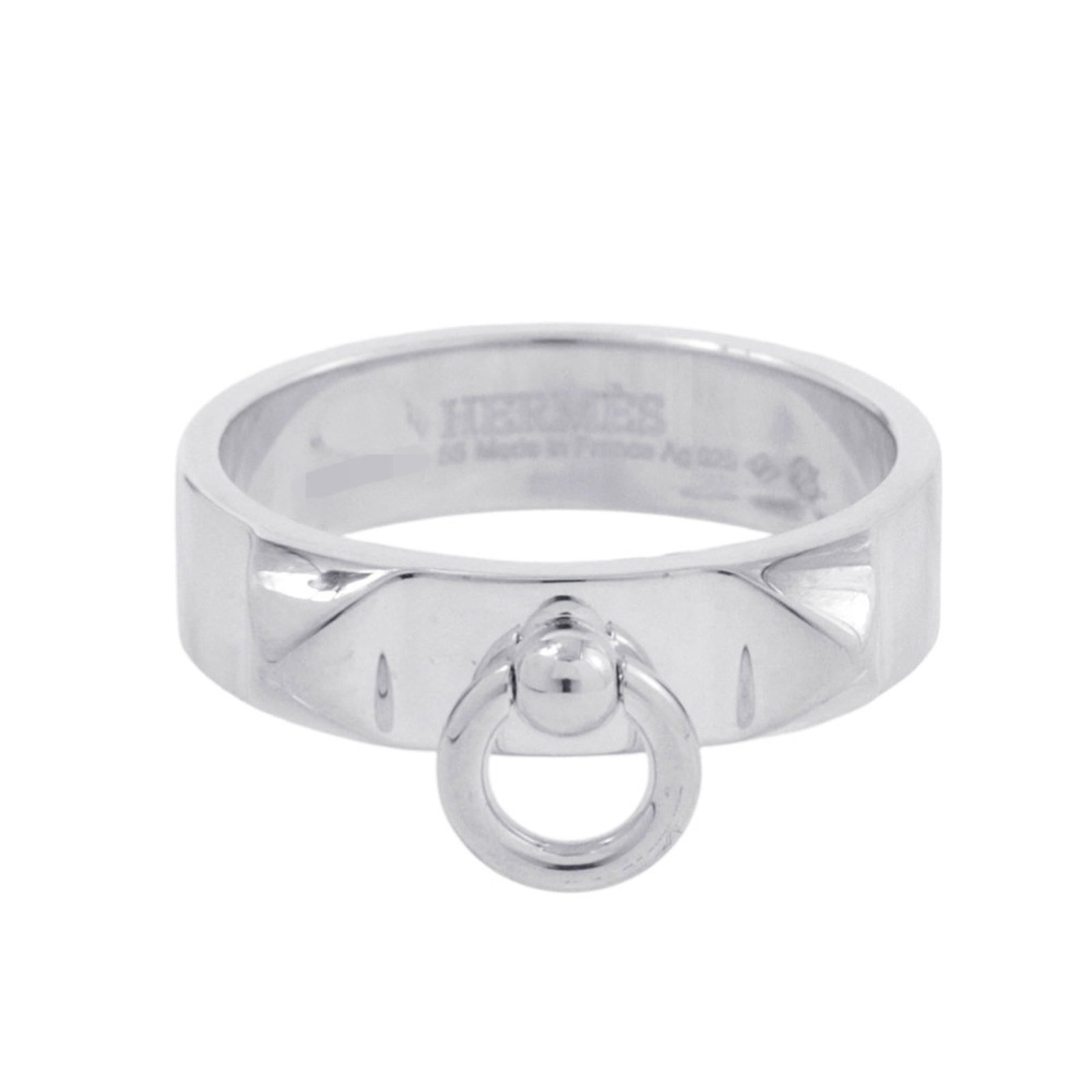 Ring Hermes Silver Band 925: Ring Hermes Silver Band 925 Silver band ring from Hermes, made with high-quality 925 silver. This elegant piece features a slender design with a width of 5mm and weighs approximately 4.8g. In