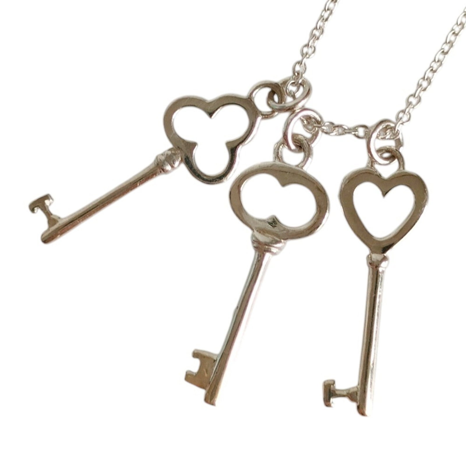 Tiffany & Co. Tiffany Sv925 Triple Three-Key Chain Pendant Necklace With Box Silver Women'S (1 of 10)