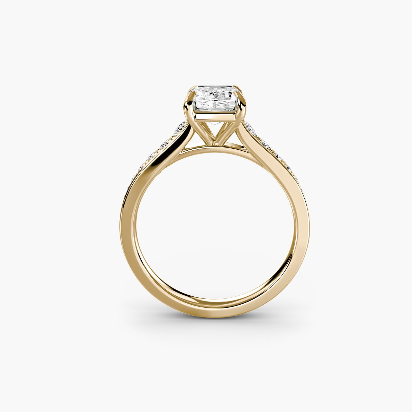 Pave Emerald 14Kt Yellow Gold Ring Setting: Pave Emerald 14Kt Yellow Gold Ring Setting Pave Emerald Ring Setting in 14Kt Yellow Gold - A stunning setting featuring 16 pave stones, totaling 0.283 carats, set against a wide band with a width of