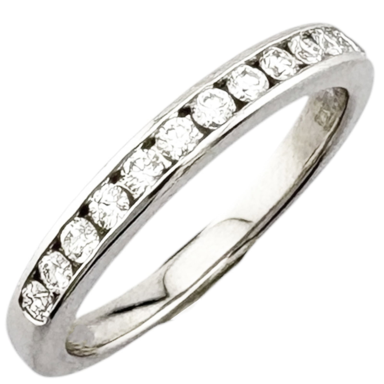 Platinum ring by Tiffany band: Platinum ring by Tiffany band Platinum ring by Tiffany features a band design made from high-quality platinum material, with a silver finish and a US size 5 fit. This like-new condition piece has hard