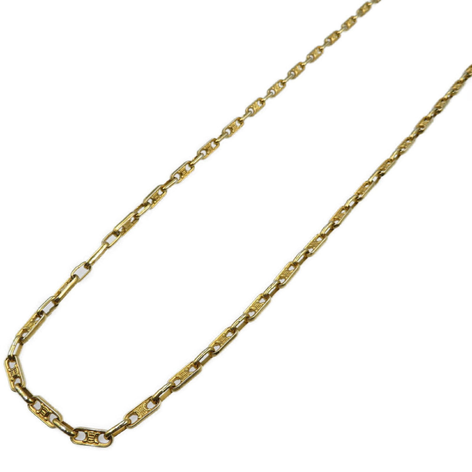 Celine Macadam Long Gp Gold Necklace 0209Celine 5J0209Iep5: Celine Macadam Long Gp Gold Necklace 0209Celine 5J0209Iep5 Celine's Macadam Long GP Gold Necklace boasts a striking gold plating finish, adding a touch of sophistication to any outfit. With its 96 cm