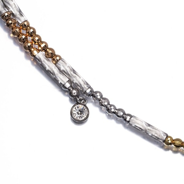 Diamond 3Color One Size Fits All Necklace Bracelet 18K Yg/ Rg/ Pt 850: Diamond 3Color One Size Fits All Necklace Bracelet 18K Yg/ Rg/ Pt 850 Diamond pendant in natural setting, surrounded by yellow gold metal. This 18k necklace features a diamond main stone set in a thre