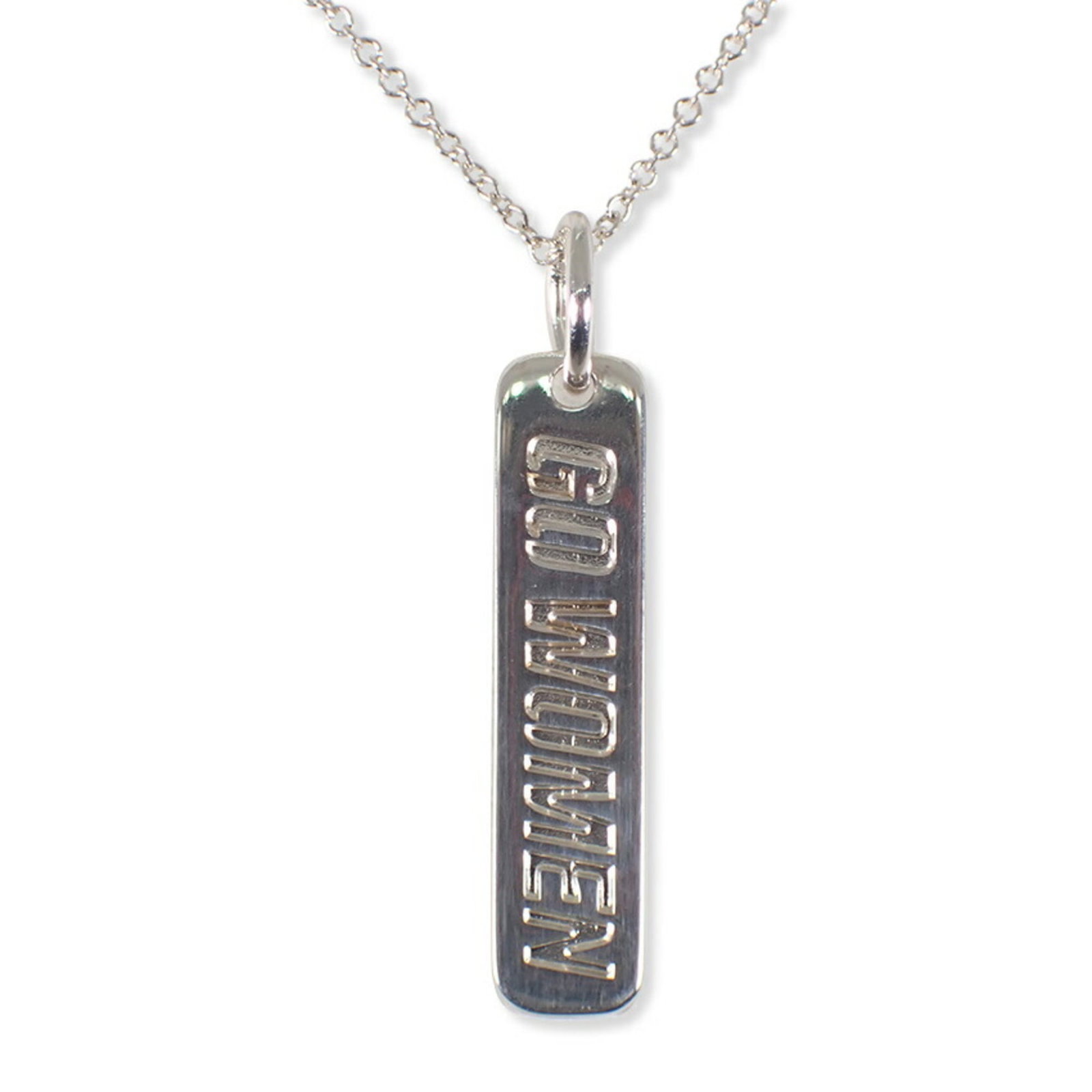 Tiffany 925 Gowomen 2012 Pendant Necklace: Tiffany 925 Gowomen 2012 Pendant Necklace Tiffany & Co. sterling silver pendant necklace, crafted from 925 quality metal, features a beautiful design with a 25mm x 6mm pendant size. The necklace