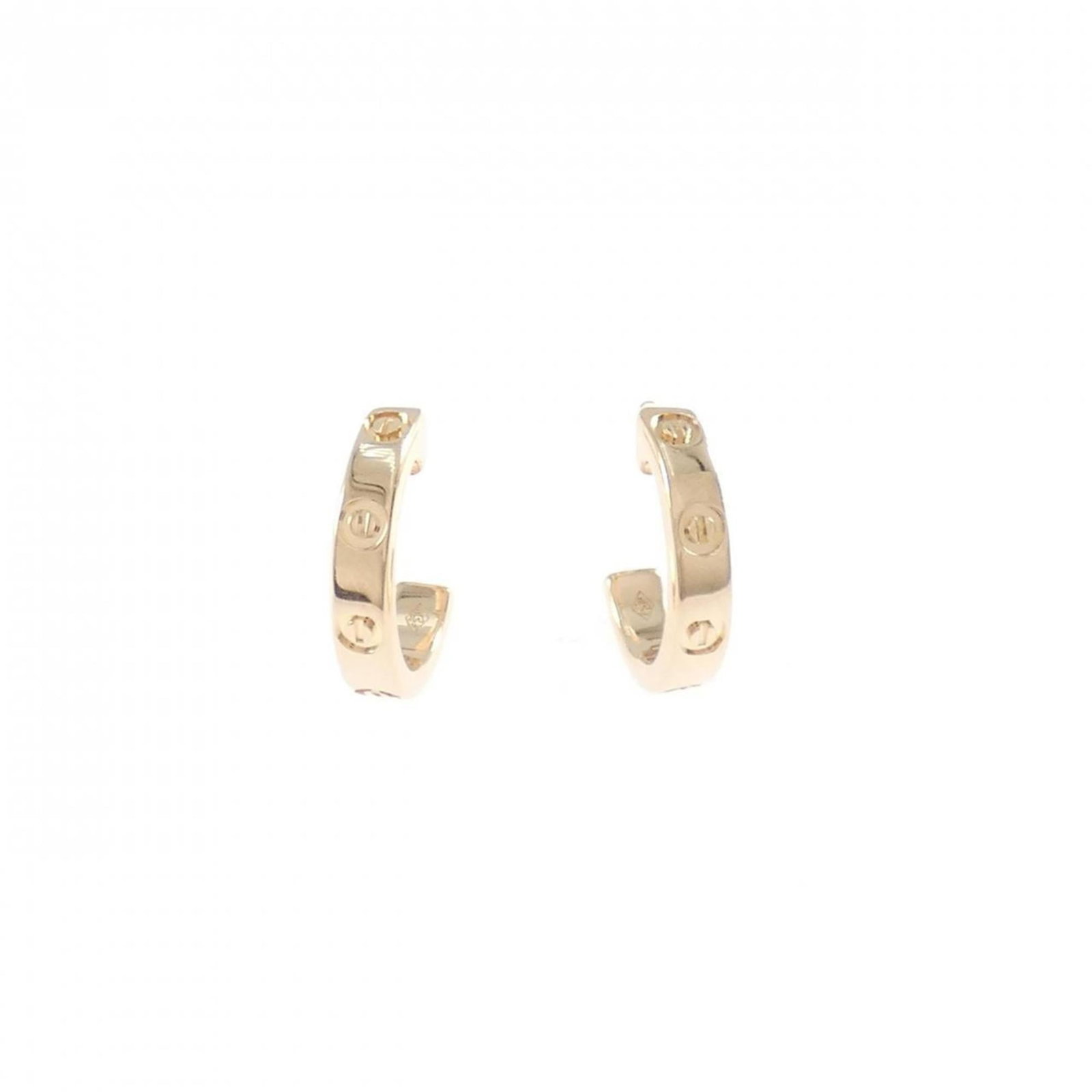 Pink Gold Cartier 18K Hoop Half Earrings: Pink Gold Cartier 18K Hoop Half Earrings Pink Gold Cartier 18K Hoop Half Earrings are crafted from high-quality pink gold, with a subtle 12.30mm x 2.60mm / 0.48'' x 0.10'' size that adds a touch of