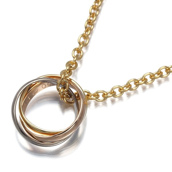 Cartier Necklace Trinity 3Color Forsa Chain 18K Yg/ Wg/ Pg: Cartier Necklace Trinity 3Color Forsa Chain 18K Yg/ Wg/ Pg Multi-tone gold Cartier necklace featuring the iconic Trinity design, crafted from high-quality 18k metal. This elegant pendant showcases the
