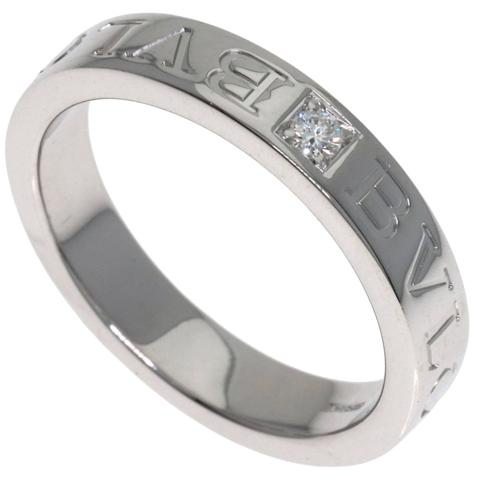 Bvlgari Band Ring White Gold (18K): Bvlgari Band Ring White Gold (18K) Bvlgari Band Ring White Gold (18K) features a sleek design with diamond accents, showcasing the luxury brand's signature style. This 18k white gold band ring has