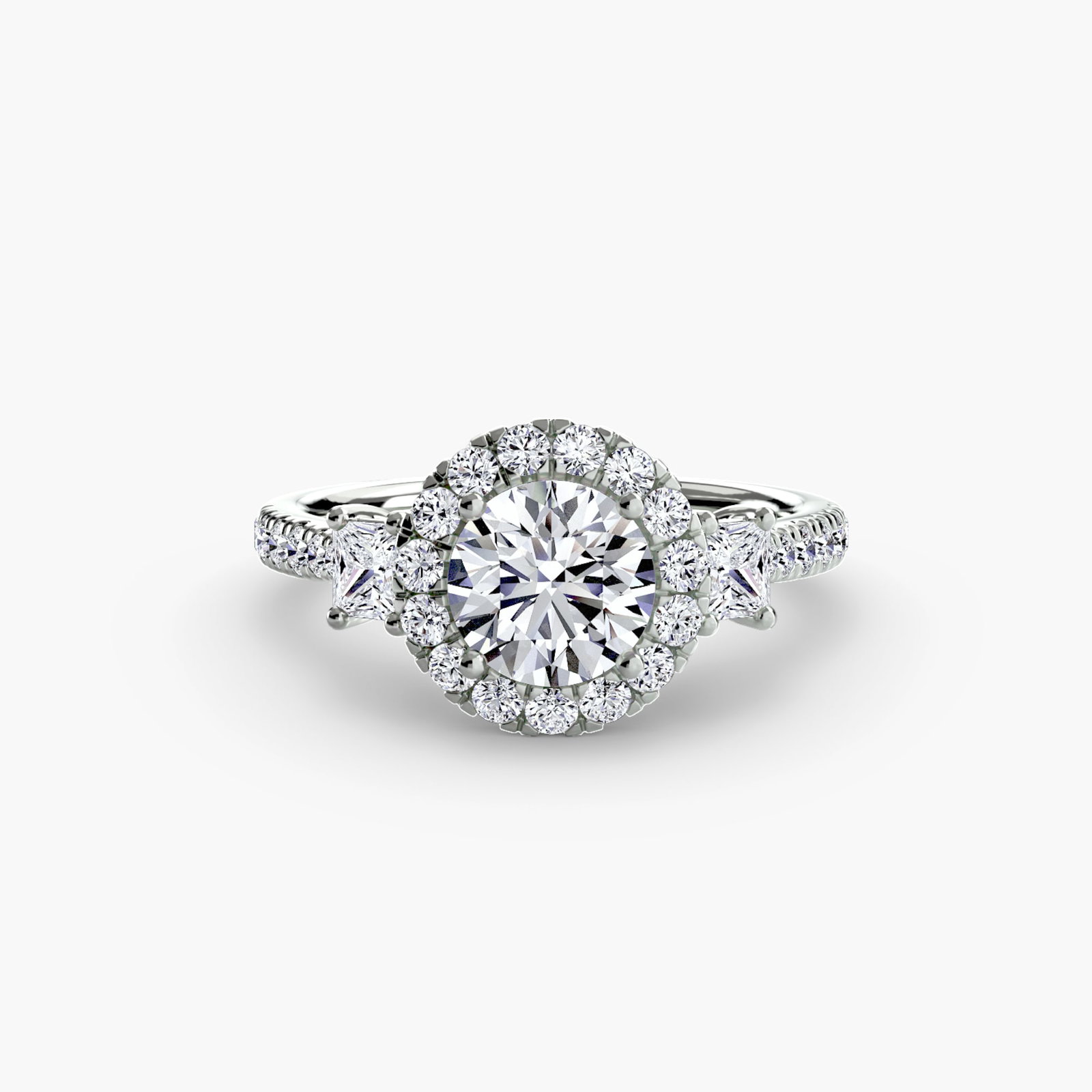 Halo Round 950 Platinum Ring Setting - 2