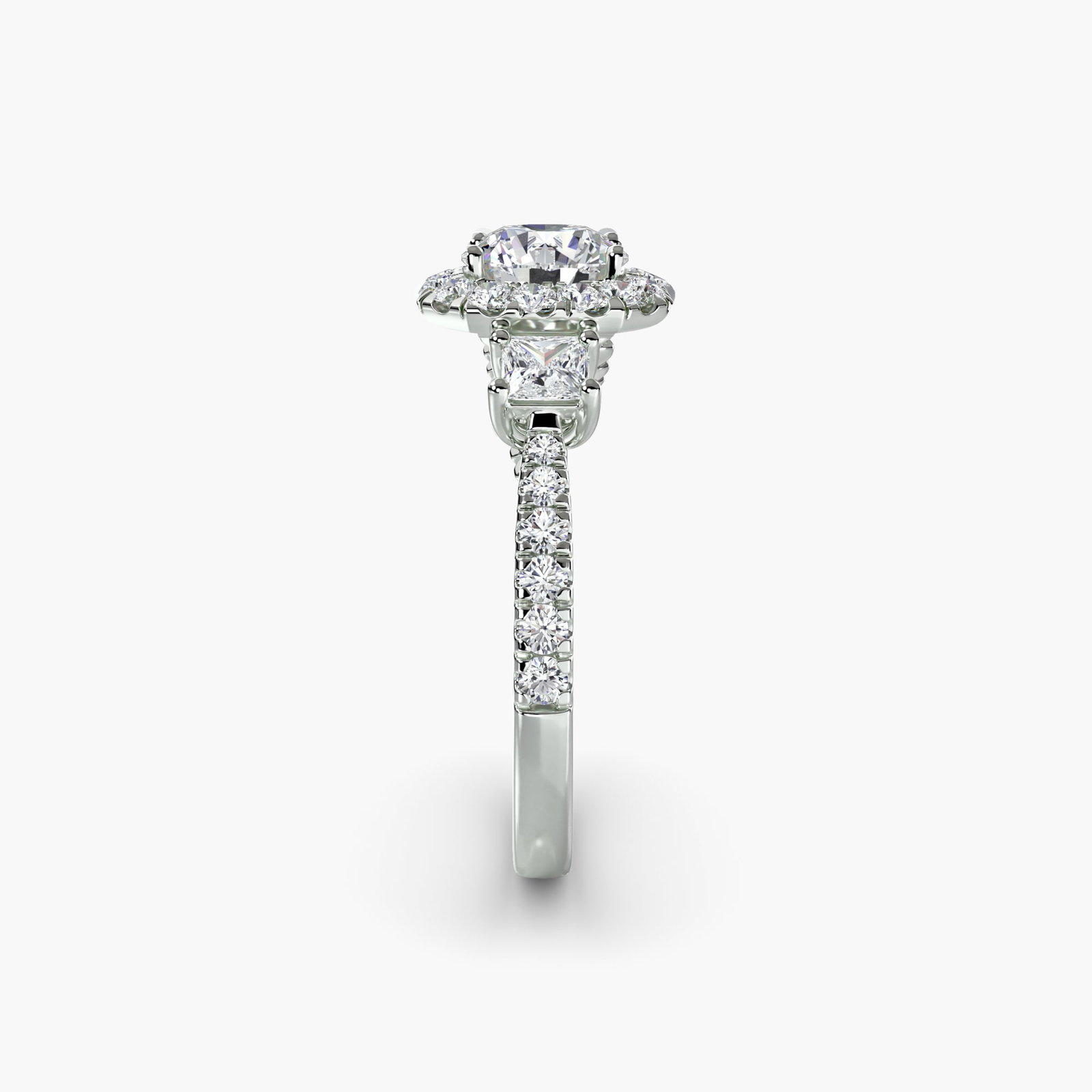 Halo Round 950 Platinum Ring Setting - 3
