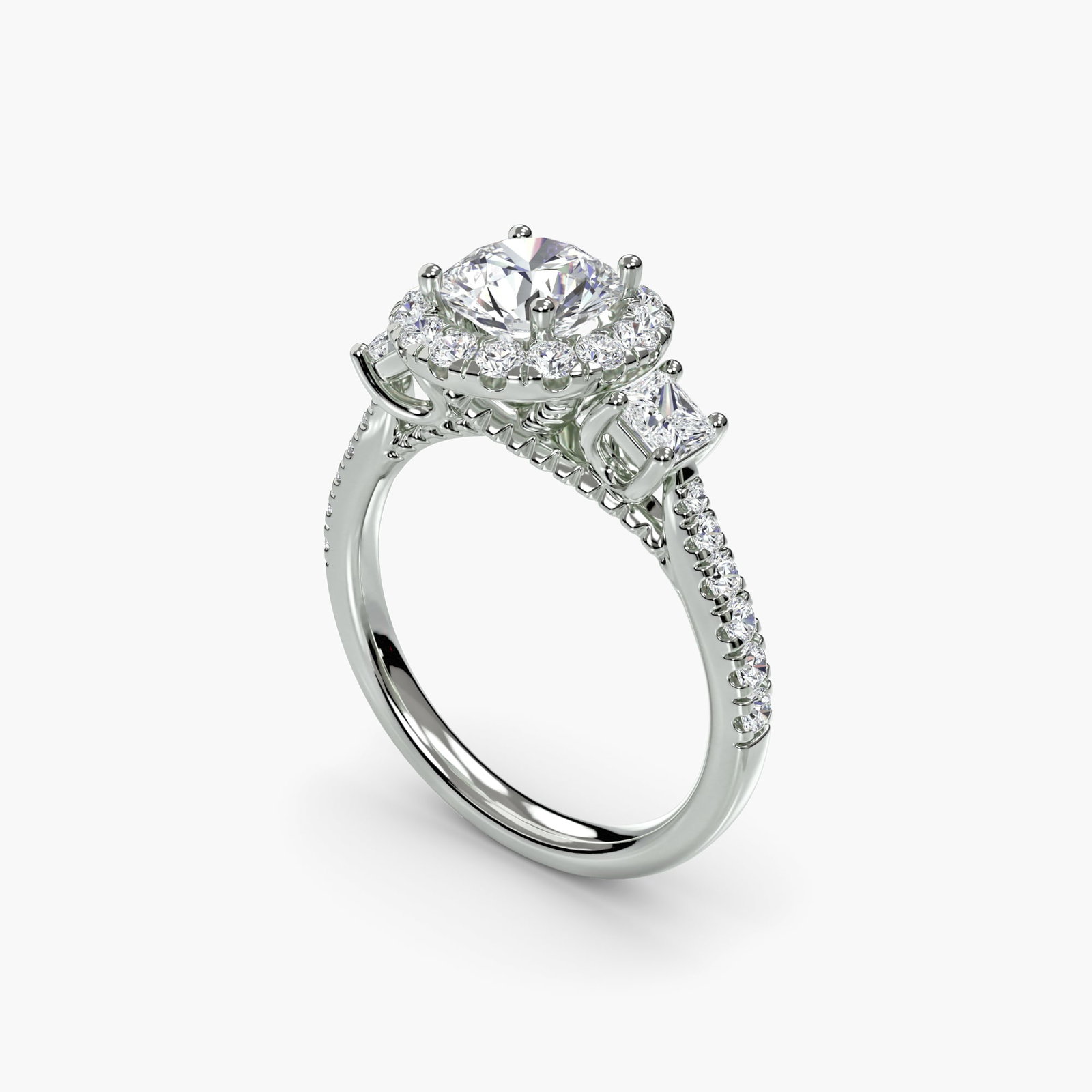 Halo Round 950 Platinum Ring Setting - 5