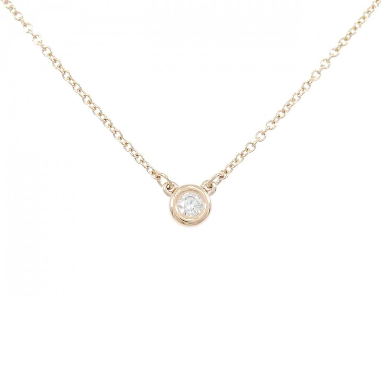 Tiffany Necklace by the yard: Tiffany Necklace by the yard Pink Gold (18K) Tiffany Necklace by the yard, featuring a diamond pendant with a 41 cm / 16.14'' circumference and a 4.6mm / 0.18'' pendant size. The necklace bears a few 