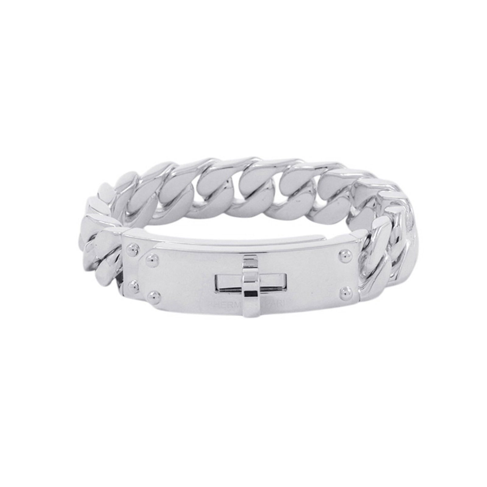 Silver Charm Bracelet 925 by Hermes: Silver Charm Bracelet 925 by Hermes Silver Charm Bracelet 925 by Hermes, crafted from high-quality silver with a subtle charm design, measures 14.5cm in length and features a sleek, modern aesthetic. 