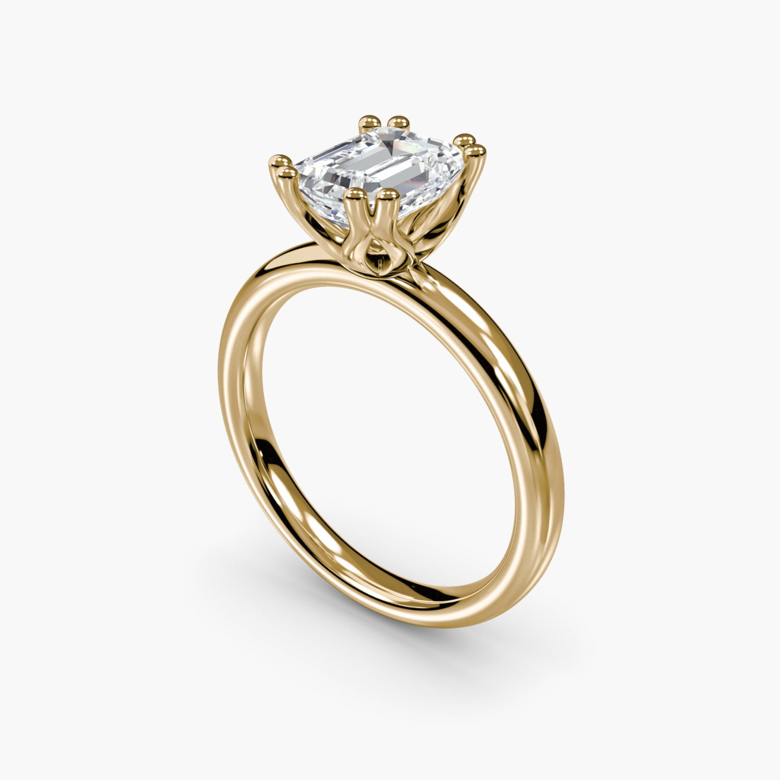 Solitaire Emerald 18Kt Yellow Gold Ring Setting - 5
