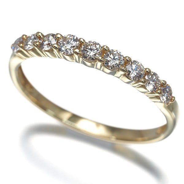 Diamond 0.45Ct Half Eternity Ring 18K 750 Yellow Gold: Diamond 0.45Ct Half Eternity Ring 18K 750 Yellow Gold The 0.45Ct diamond half eternity ring boasts a stunning natural diamond at its center, set in 18k yellow gold. This beautiful piece features a cla