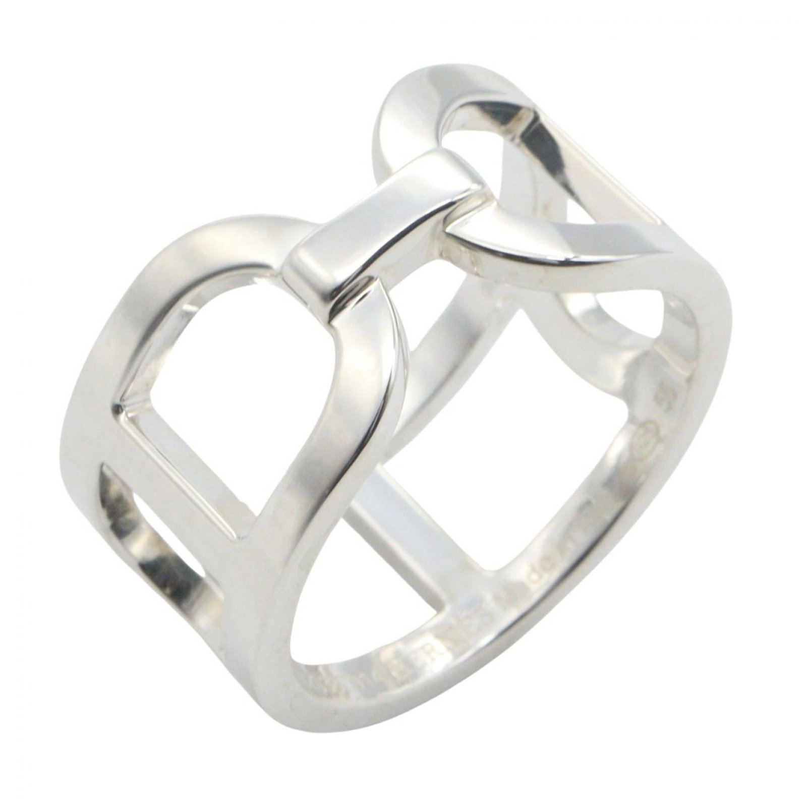 Ring Hermes Silver Band 925: Ring Hermes Silver Band 925 Silver band ring from Hermes, made from 925 sterling silver. The ring bears some signs of usage, including minor scratches and dirt, but remains in very good condition