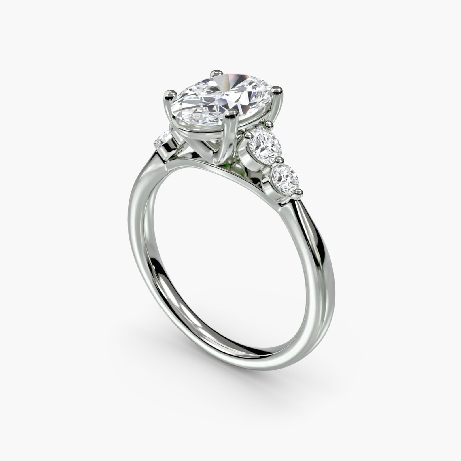 Solitaire Oval 950 Platinum Ring Setting - 5