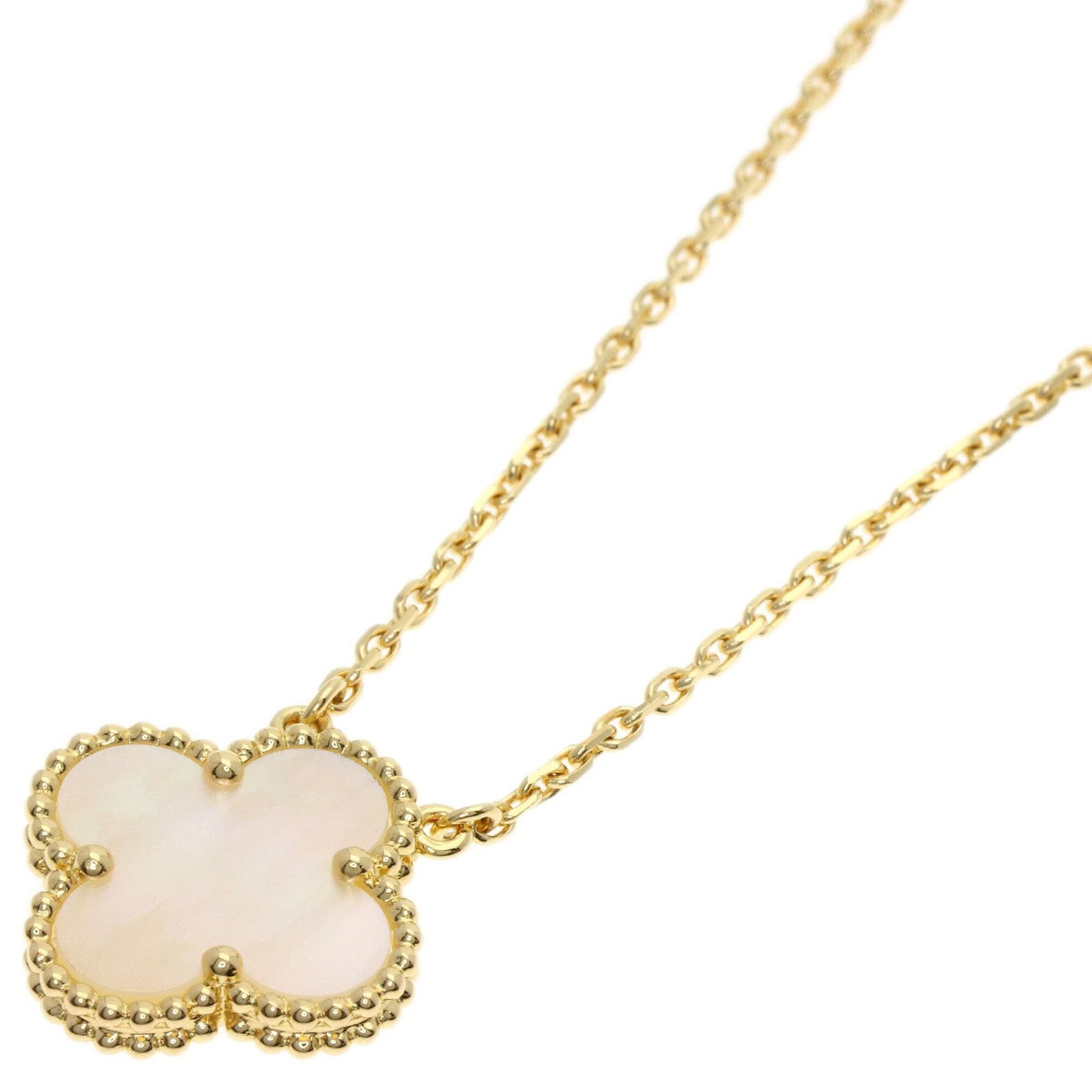 Van Cleef & Arpels Vintage Alhambra Mother-Of-Pearl Necklace 18K Yellow Gold Women'S: Van Cleef & Arpels Vintage Alhambra Mother-Of-Pearl Necklace 18K Yellow Gold Women'S Van Cleef & Arpels' iconic Alhambra design comes alive in this stunning vintage necklace, featuring a beautiful