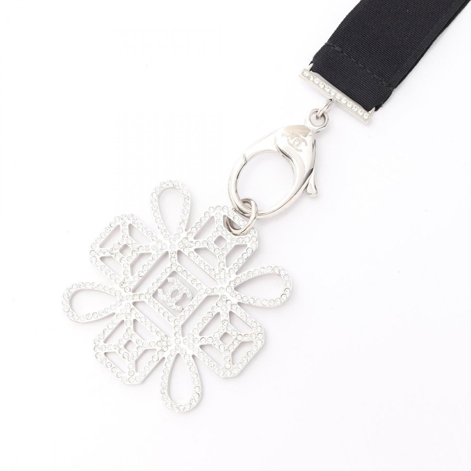 Chanel Coco Mark Necklace Women's Silver Stainless Steel Rhinestones Black: Chanel Coco Mark Necklace Women's Silver Stainless Steel Rhinestones Black Stainless steel and rhinestones come together in this striking Chanel Coco Mark Necklace, featuring silver-toned details that