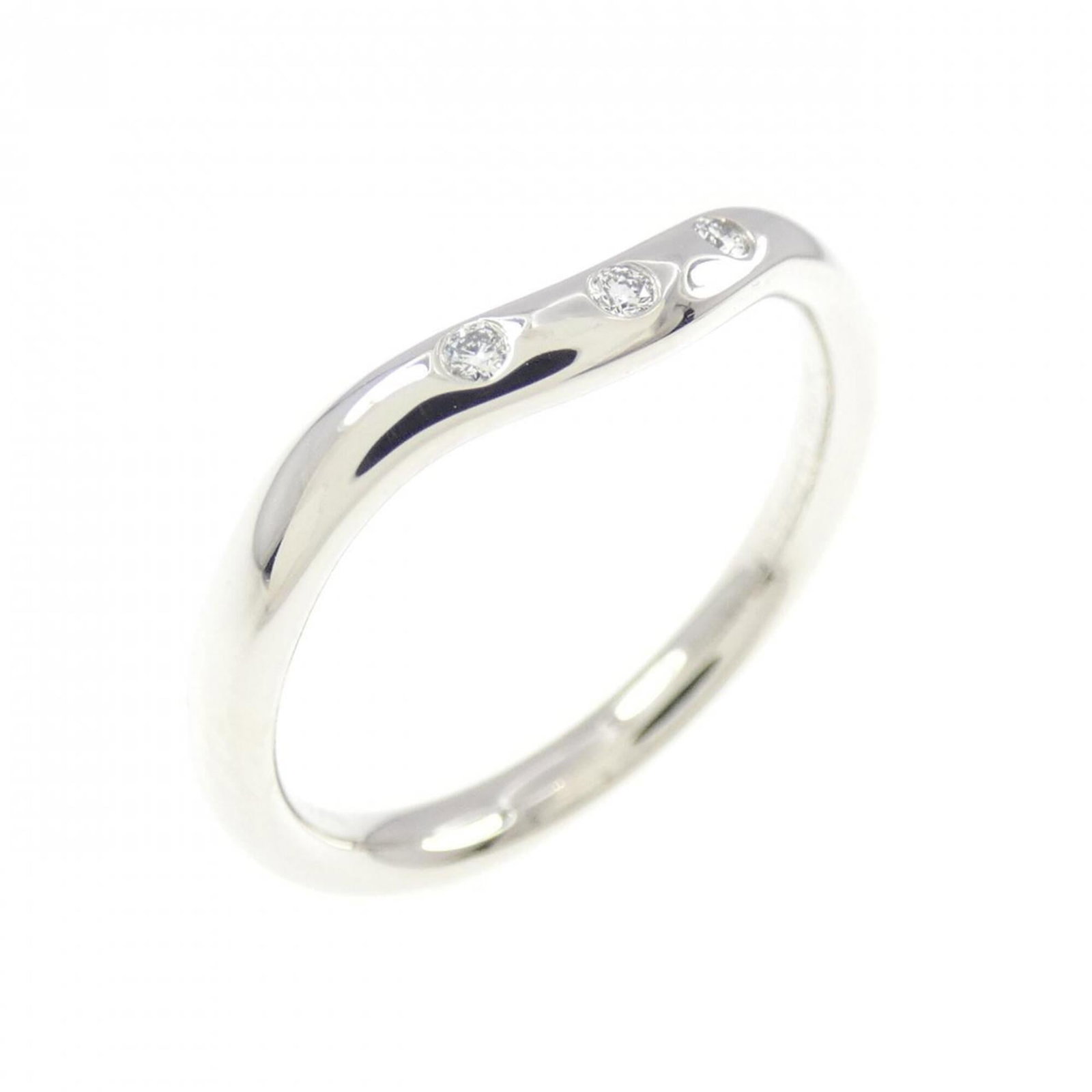 Platinum ring by Tiffany band: Platinum ring by Tiffany band Platinum ring by Tiffany features a band design made from high-quality platinum, with a US size 3.5 to fit comfortably on most women's fingers. The item bears some minor 