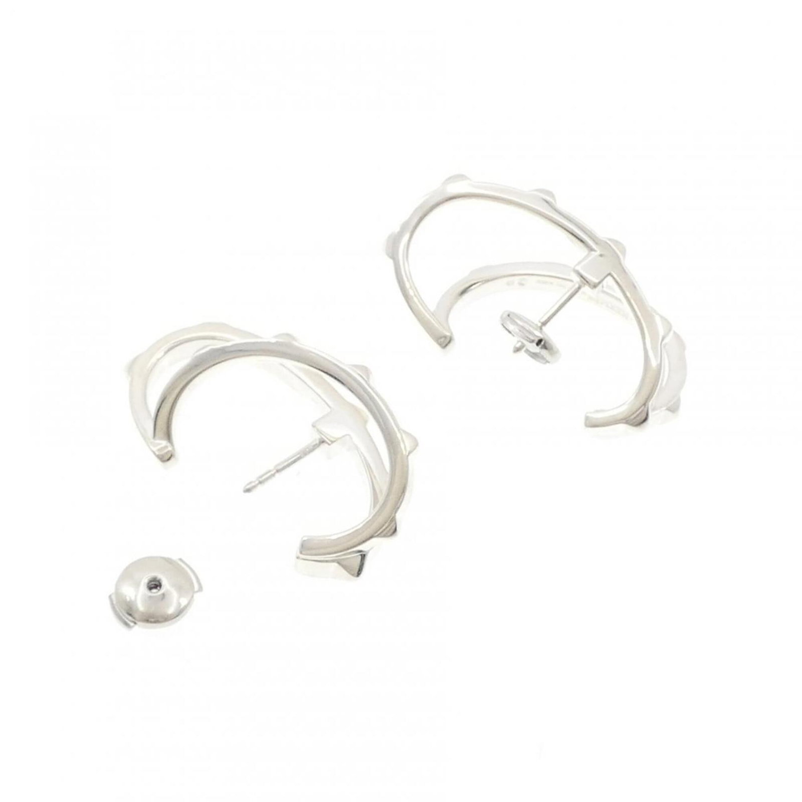 Hermes 925 Silver Earrings Stud - 3