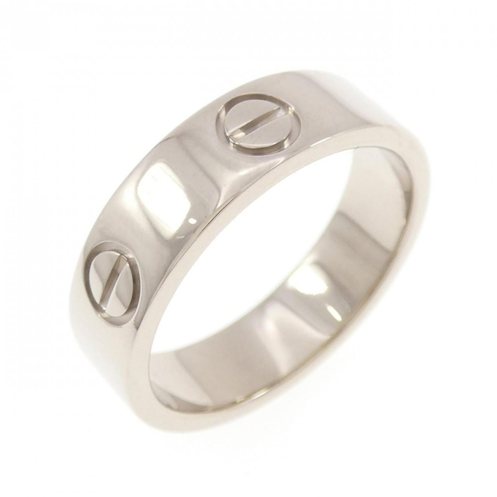 White Gold Cartier Band Ring 18K: White Gold Cartier Band Ring 18K This 18K white gold Cartier band ring features a sleek and elegant design, with a width of 5.4mm that adds a touch of sophistication to any outfit. Made from
