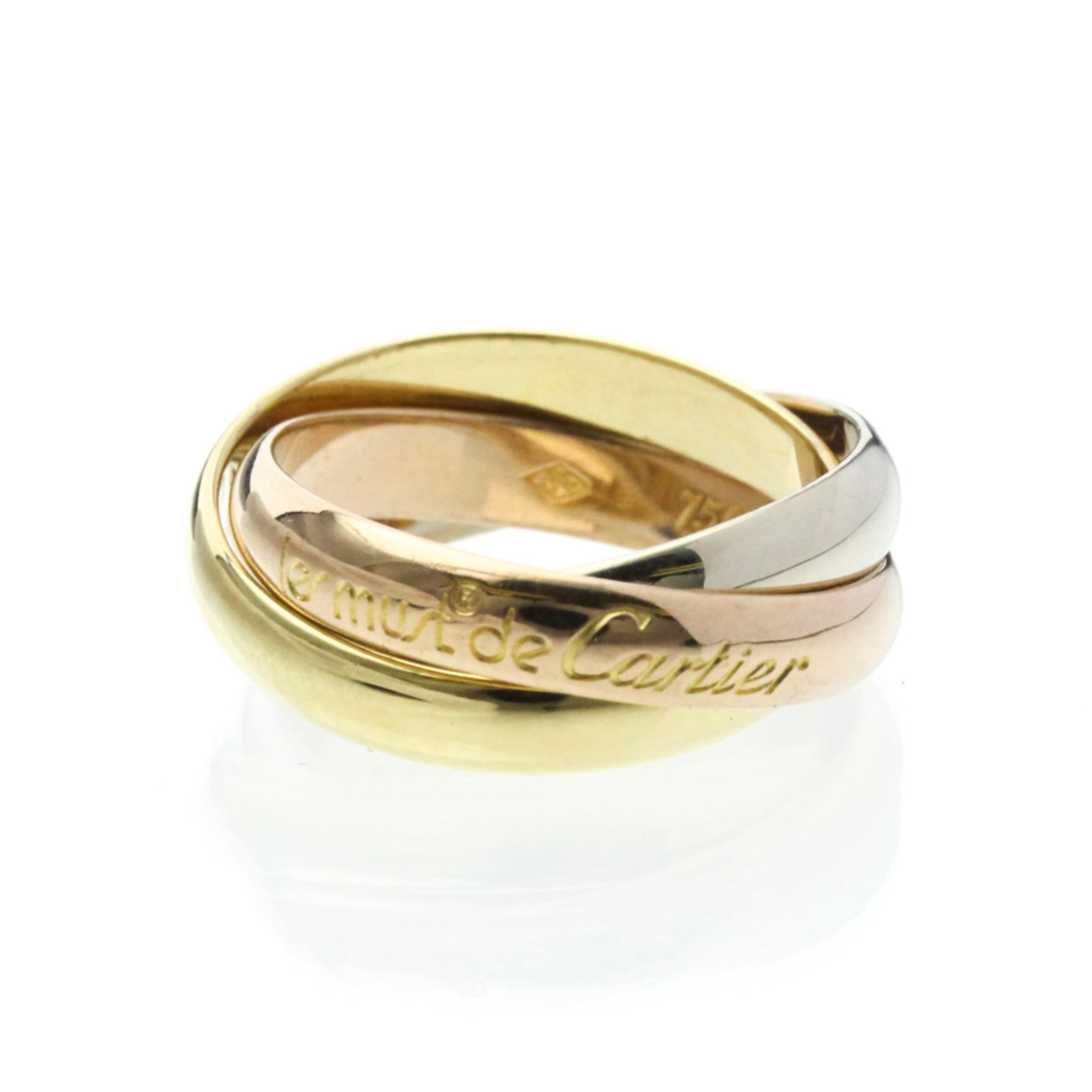 Cartier Pink 18k White 18k Yellow Gold Ring Band: Cartier Pink 18k White 18k Yellow Gold Ring Band Cartier Pink 18k White 18k Yellow Gold Ring Band features a unique combination of pink, white, and yellow gold in an elegant band design. Made from