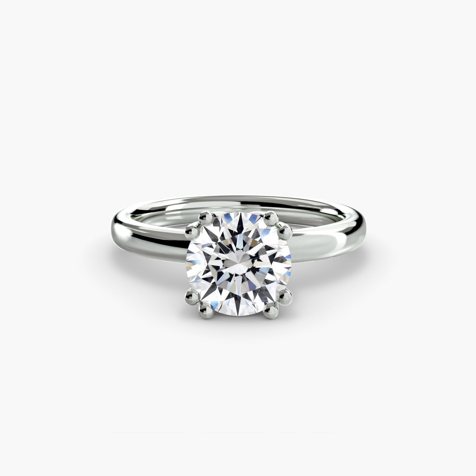 Solitaire Round 14Kt White Gold Ring Setting - 2