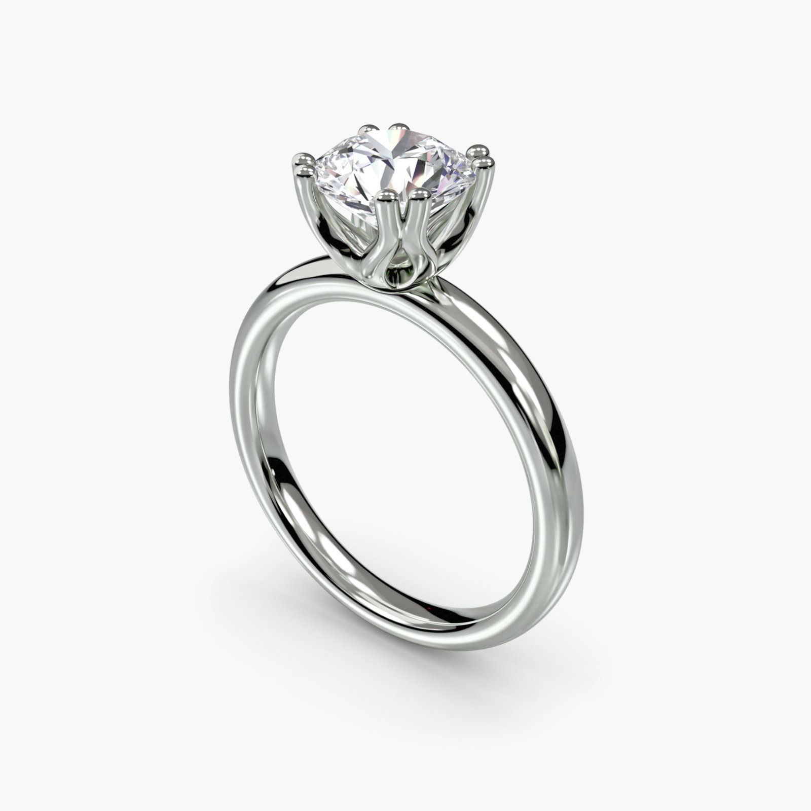 Solitaire Round 14Kt White Gold Ring Setting - 5