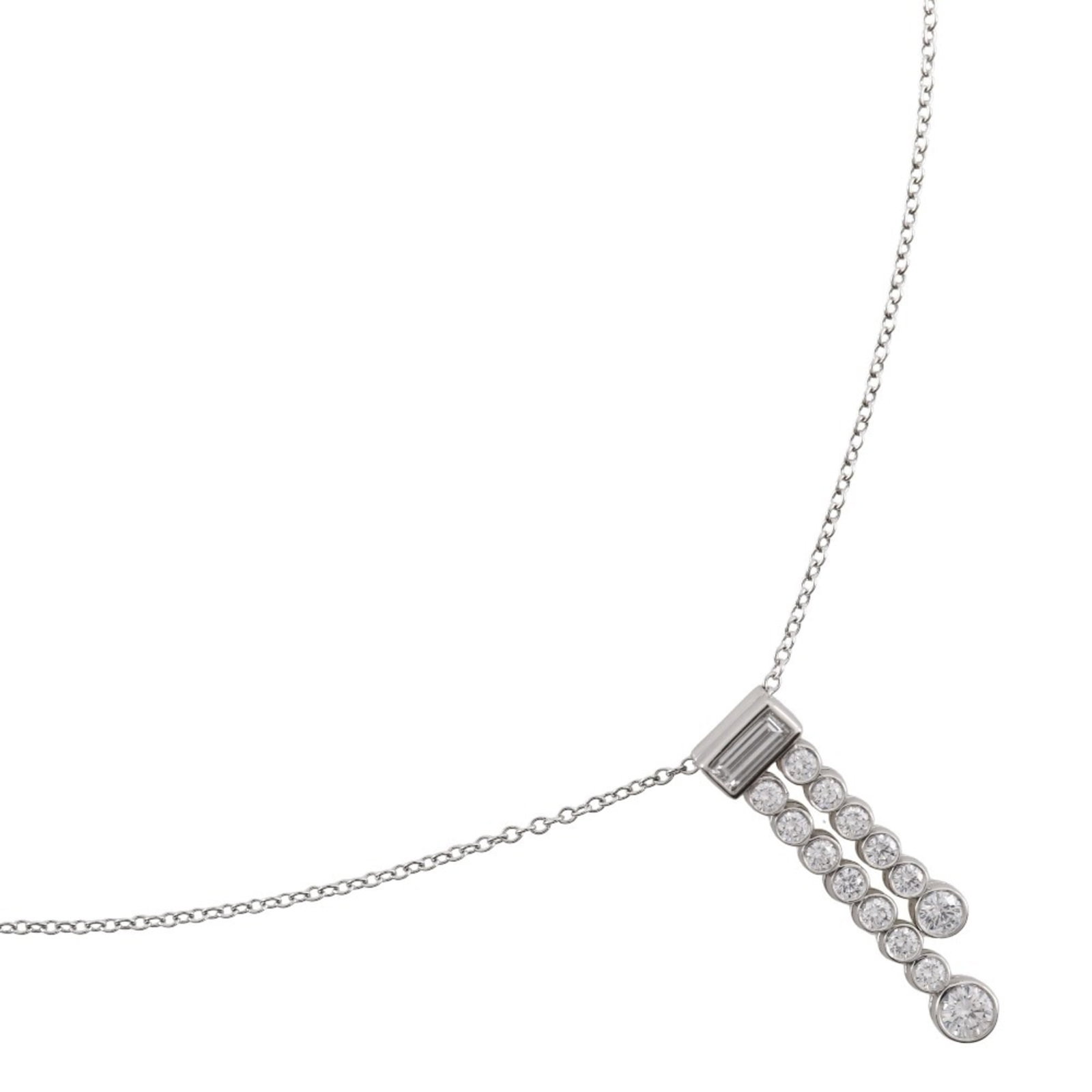 Tiffany & Co. Jazz Double Drop Necklace Pt950 Platinum X Diamond Approx. 4.7G Women'S: Tiffany & Co. Jazz Double Drop Necklace Pt950 Platinum X Diamond Approx. 4.7G Women'S Tiffany & Co. Jazz Double Drop Necklace in platinum, featuring approximately 4.7 carats of diamonds, showcases exc