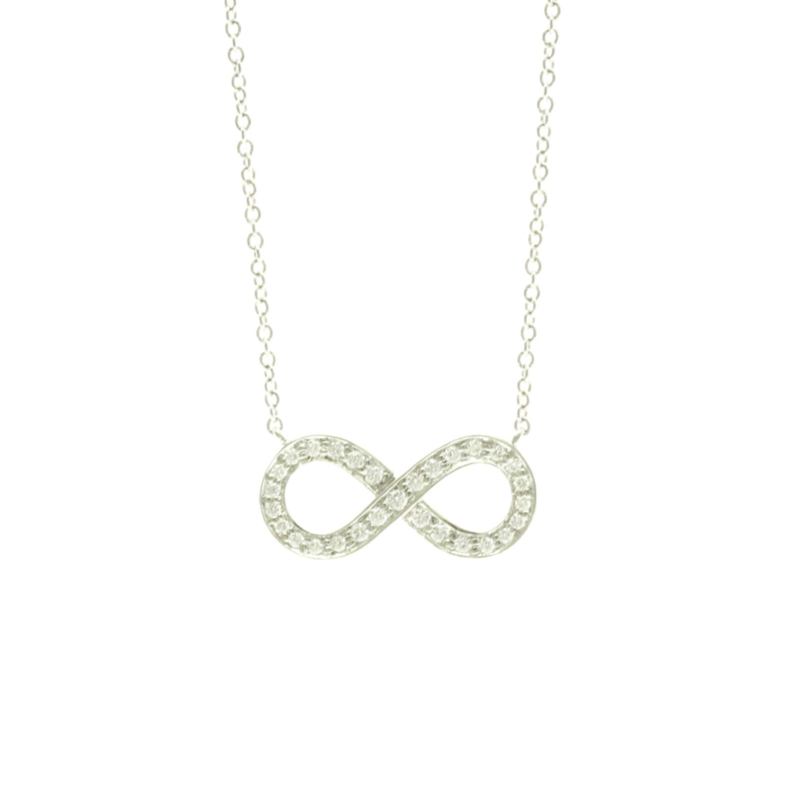 Tiffany Infinity Diamond Necklace Platinum Diamond Menwomen Fashion Pendant Necklace (Silver) (1 of 14)