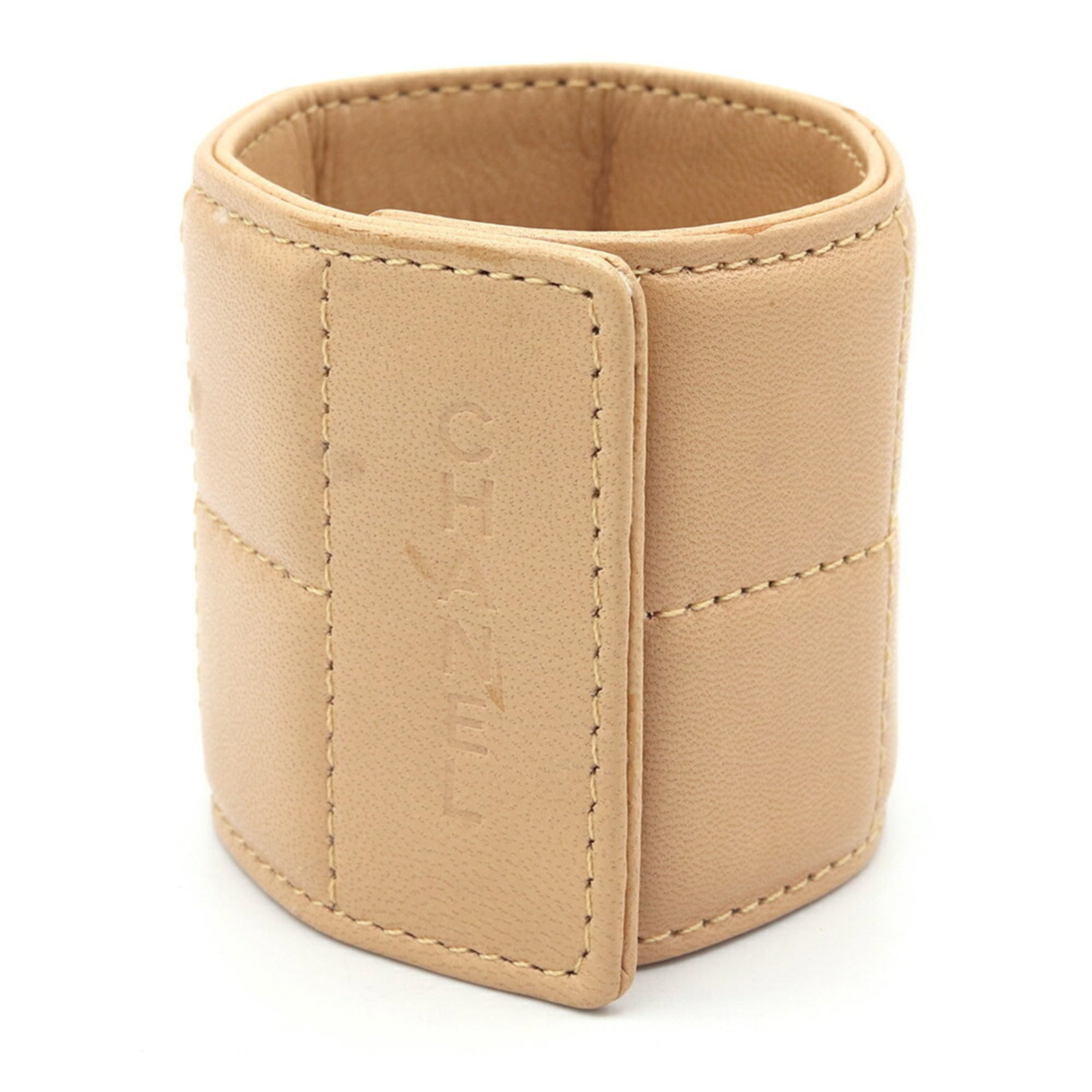 Chanel Charm Bracelet Leather: Chanel Charm Bracelet Leather Chanel Charm Bracelet Leather features a classic design with a beige leather strap and measures 17cm in length. The bracelet has some visible signs of usage, including sc