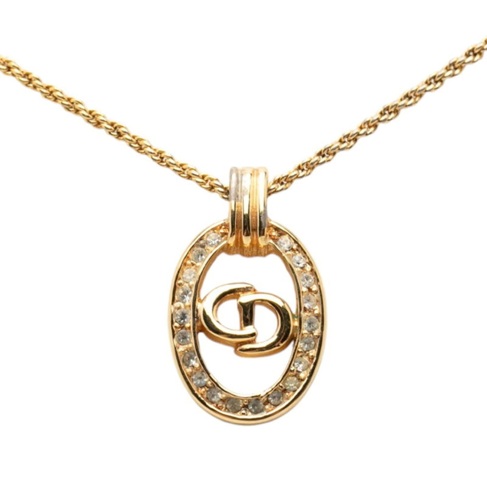 Christian Dior Cd Logo Oval Chain Pendant Necklace Gold Plated Rhinestone Women'S: Christian Dior Cd Logo Oval Chain Pendant Necklace Gold Plated Rhinestone Women'S Gold Plated Rhinestone Cd Logo Oval Chain Pendant Necklace for Women, a stylish and eye-catching accessory from