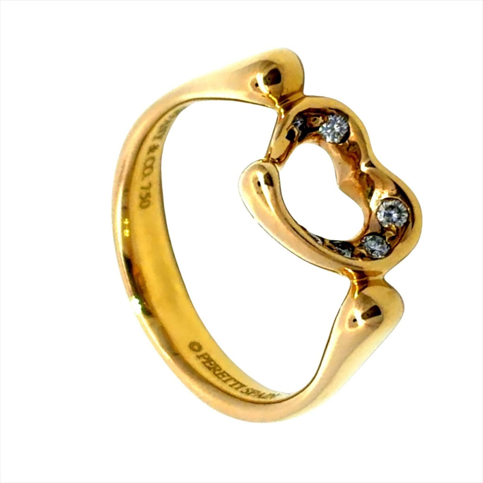Tiffany band ring gold 18k: Tiffany band ring gold 18k 18k gold band ring from Tiffany, featuring a diamond stone and available in women's size 4. This like-new condition item shows hardly any signs of usage, making it a great o