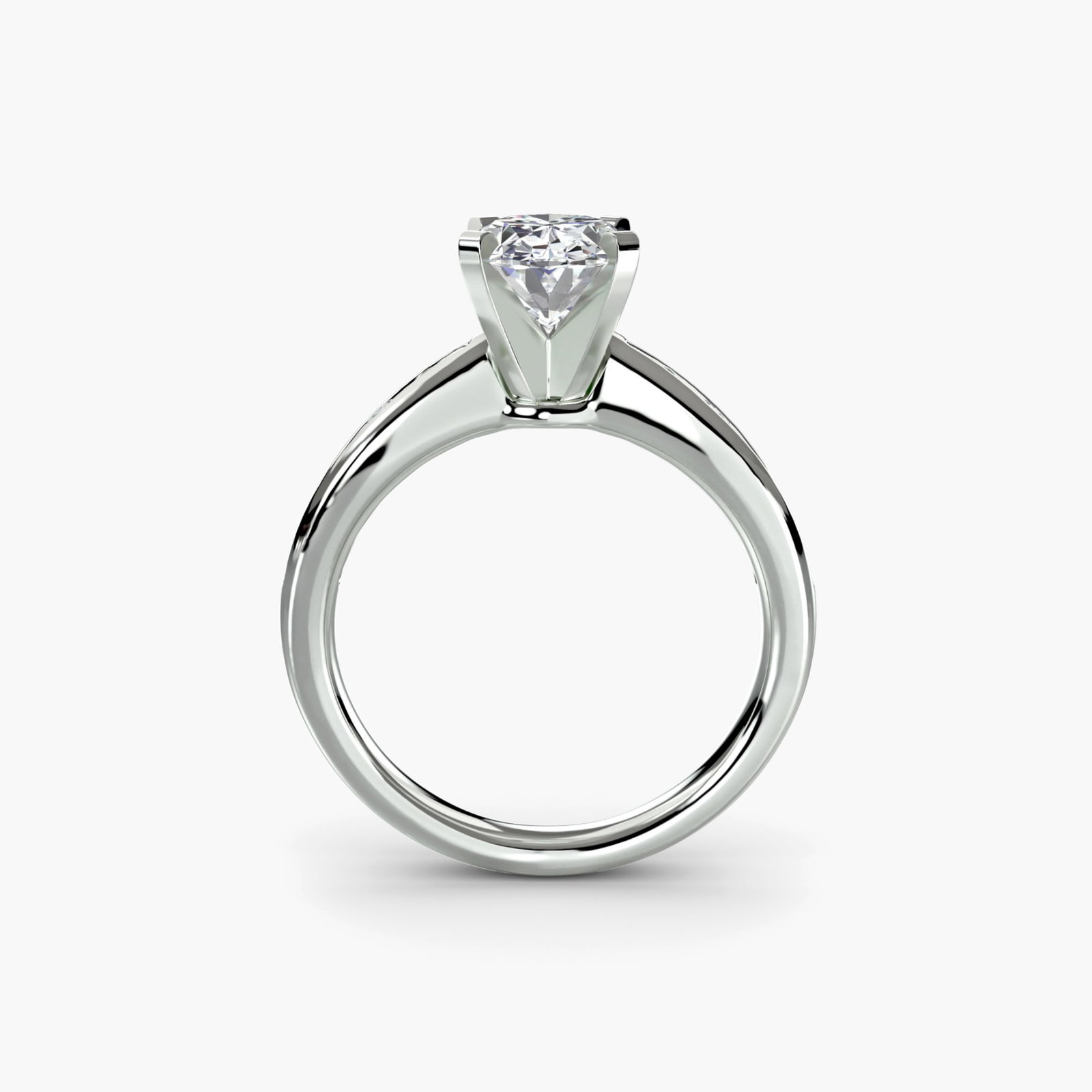 Pave Oval 14Kt White Gold Ring Setting: Pave Oval 14Kt White Gold Ring Setting The pave oval setting in 14Kt white gold creates a stunning visual effect, with 12 side stones totaling 0.313 carats of lab-grown EF/VS color and clarity. The ri