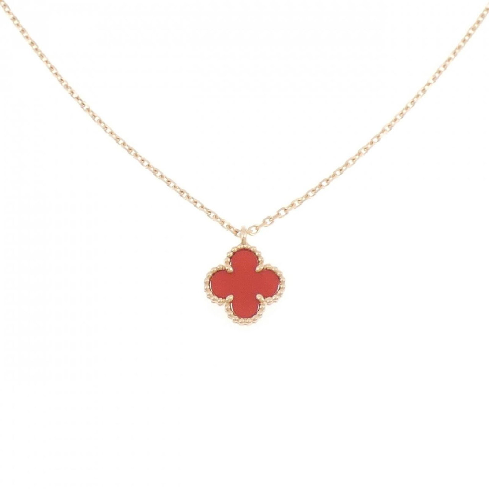 Alhambra Necklace by Van Cleef and Arpels: Alhambra Necklace by Van Cleef and Arpels Pink Gold (18K) Alhambra Necklace by Van Cleef & Arpels, featuring a pendant with a 9.3mm x 9.3mm design, set in a necklace with a 40 cm / 15.74''