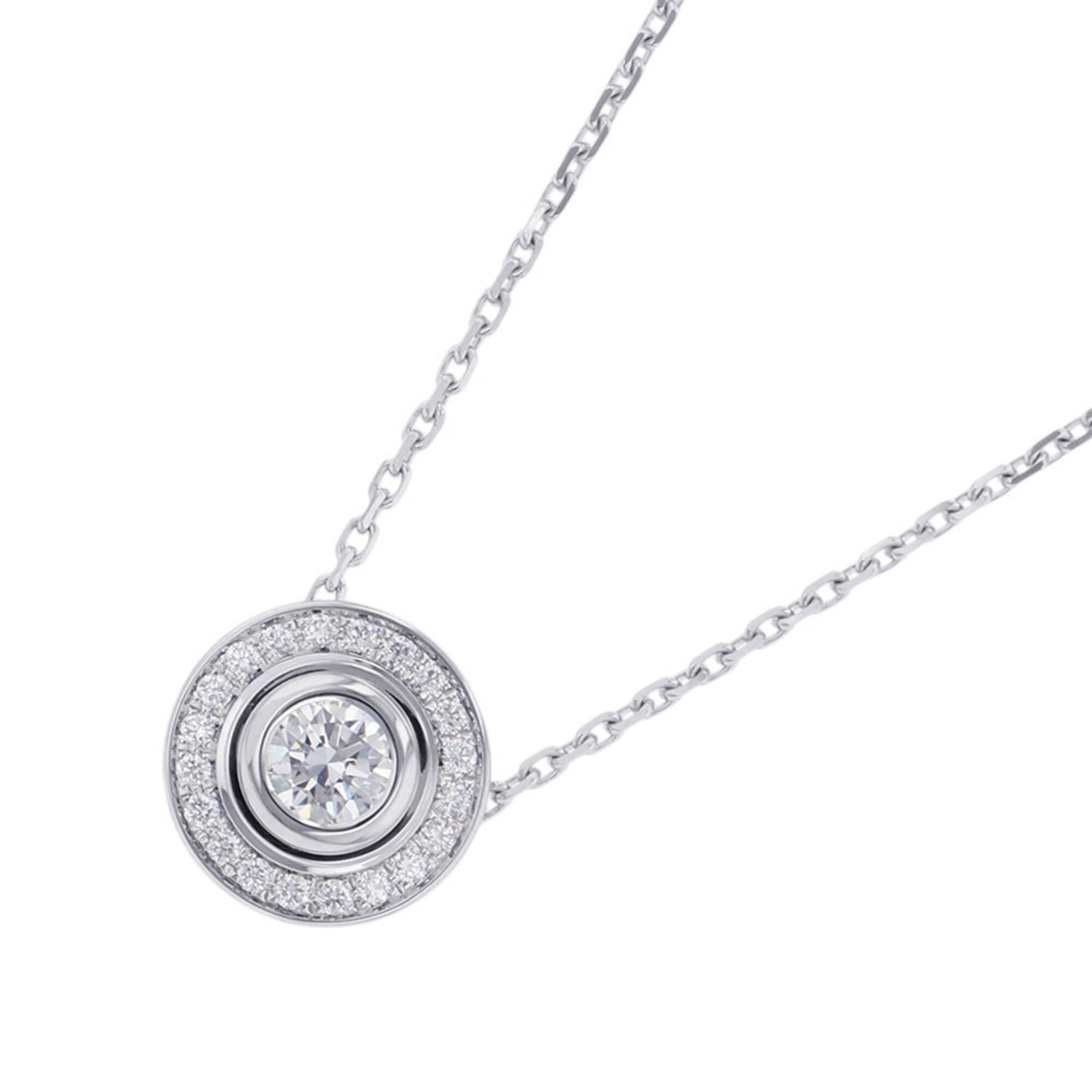Cartier Damour Diamond Necklace 18Kwg White Gold N7406800 Pendant Pave: Cartier Damour Diamond Necklace 18Kwg White Gold N7406800 Pendant Pave 18K white gold Cartier Damour diamond necklace pendant, featuring pave diamonds set in an 9mm pendant. This elegant piece boasts 