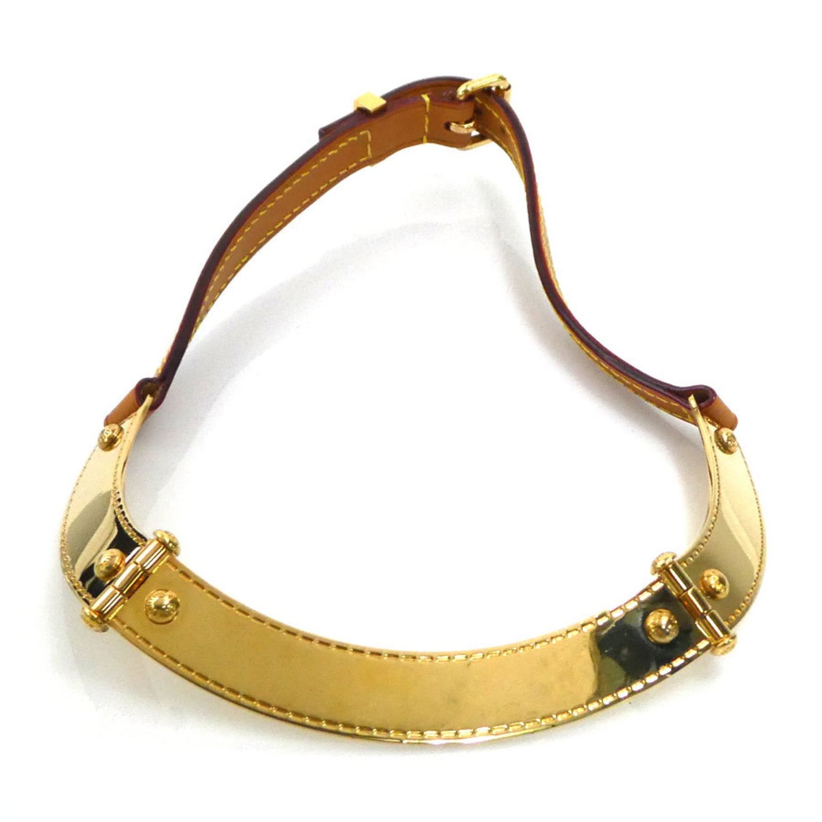 Louis Vuitton Women's Lockme Necklace 56499A Brown Leather/ Gold: Louis Vuitton Women's Lockme Necklace 56499A Brown Leather/ Gold Brown Leather and Gold Lockme Necklace from Louis Vuitton, featuring a 15mm pendant with a gold tone. This used necklace has a brown