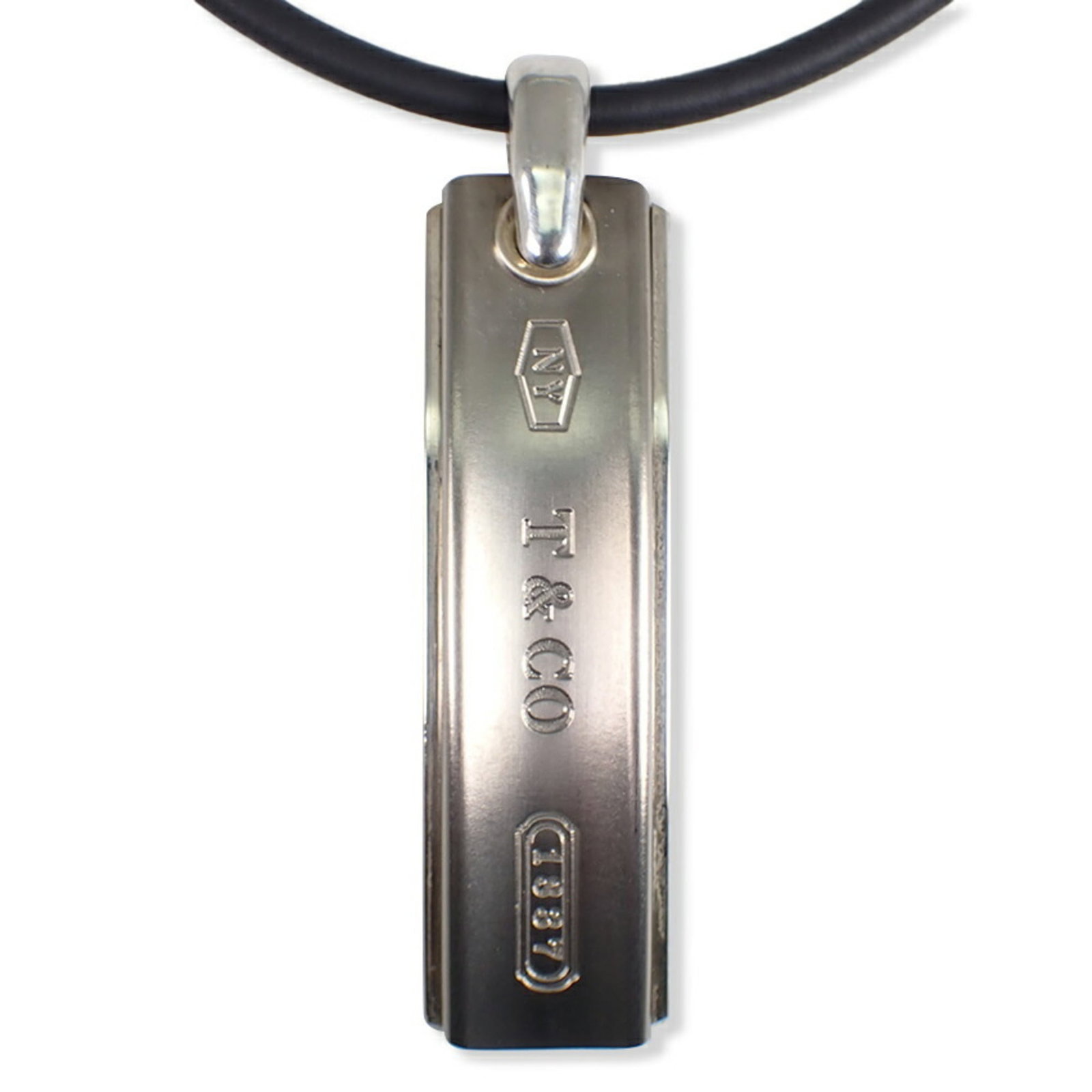 Tiffany Co 925 Titanium 1837 Bar Pendant Necklace: Tiffany Co 925 Titanium 1837 Bar Pendant Necklace Tiffany & Co's iconic 1837 Bar Pendant Necklace boasts a sleek, modern design. Made from durable 925 Titanium, this necklace features a striking penda