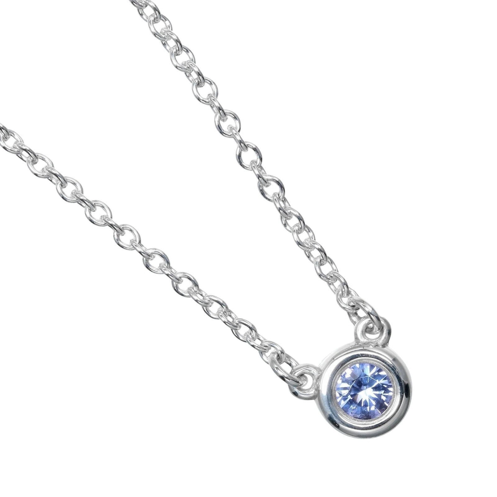 Color By The Yard Blue Tiffany Silver Necklace Colored Stones 925 Approx 1.65G: Color By The Yard Blue Tiffany Silver Necklace Colored Stones 925 Approx 1.65G Color By The Yard's stunning blue Tiffany silver necklace boasts an elegant design, featuring a beautiful colored stone s