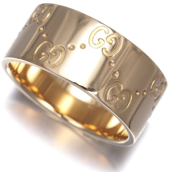 Gucci Ring Icon Wide Us7.25 18K 750 Yellow Gold: Gucci Ring Icon Wide Us7.25 18K 750 Yellow Gold 18k Yellow Gold Band with Iconic Gucci Design, featuring a signature from the artist. This wide band showcases the iconic Gucci style, crafted in high-q