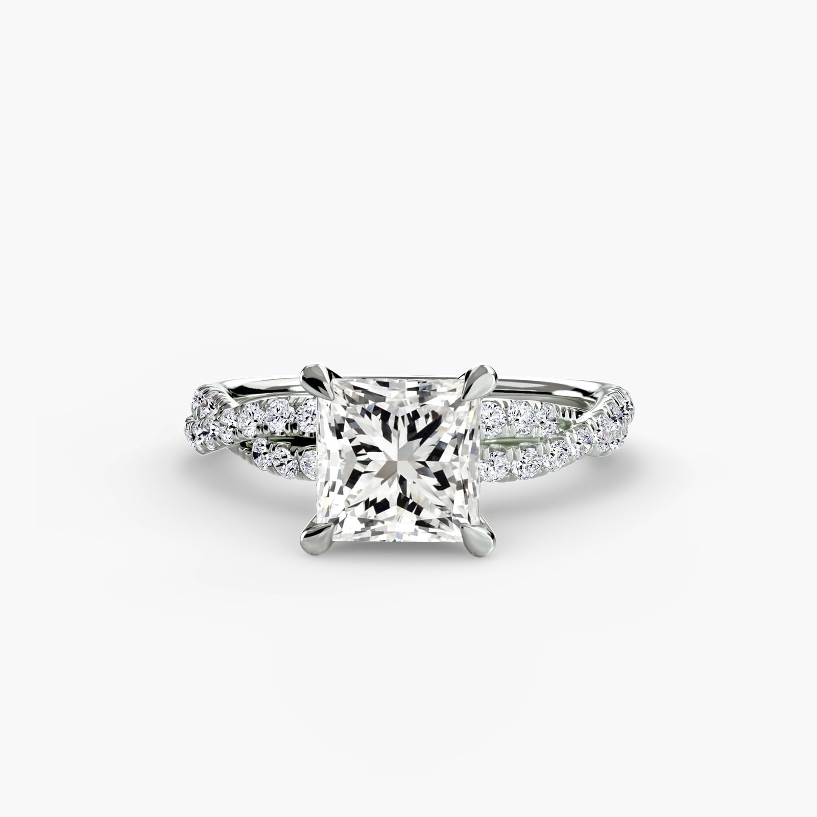 Pave Princess 950 Platinum Ring Setting - 2