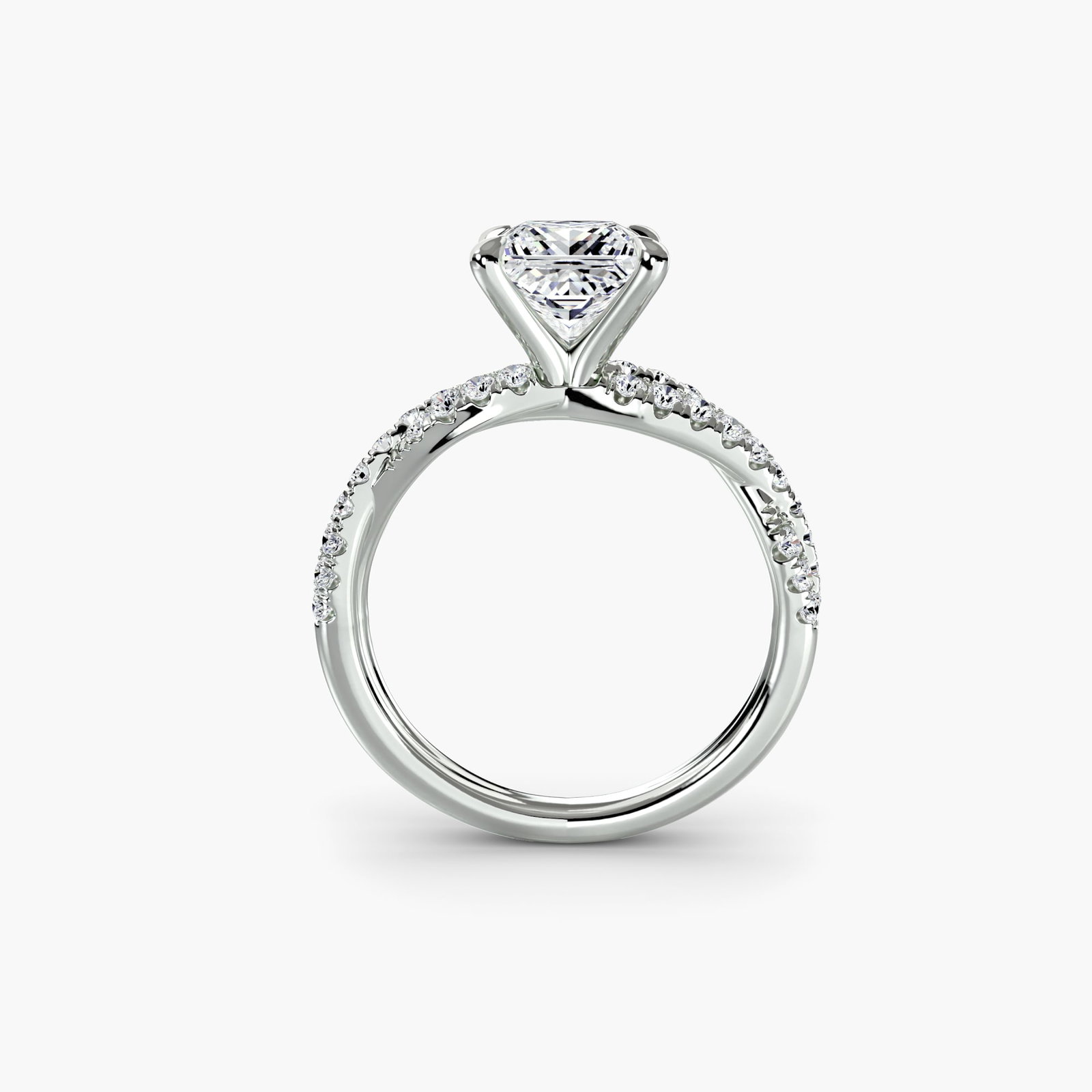 Pave Princess 950 Platinum Ring Setting - 4